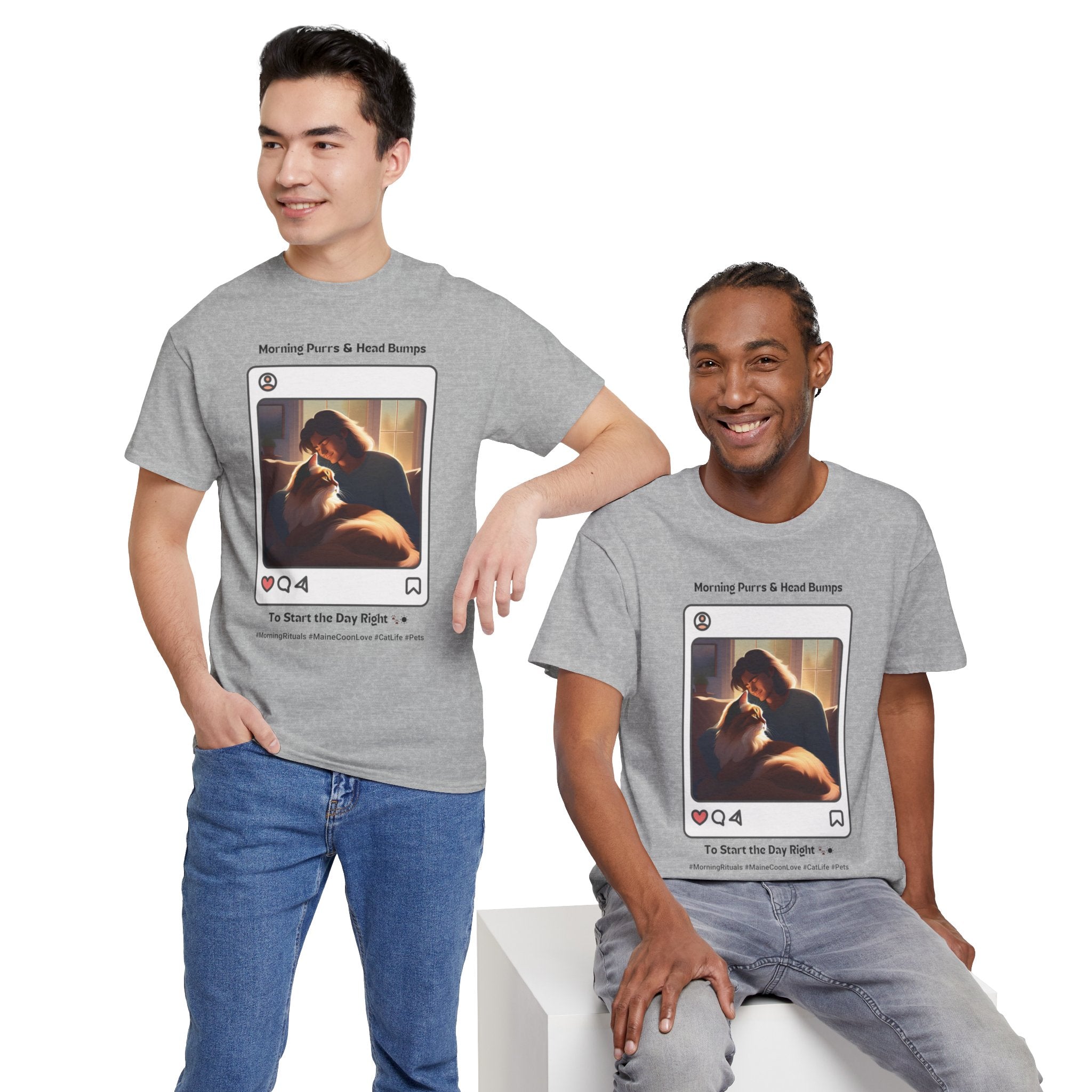 Men's - Morning Purrs & Head Bumps: Start Your Day Right T-Shirt