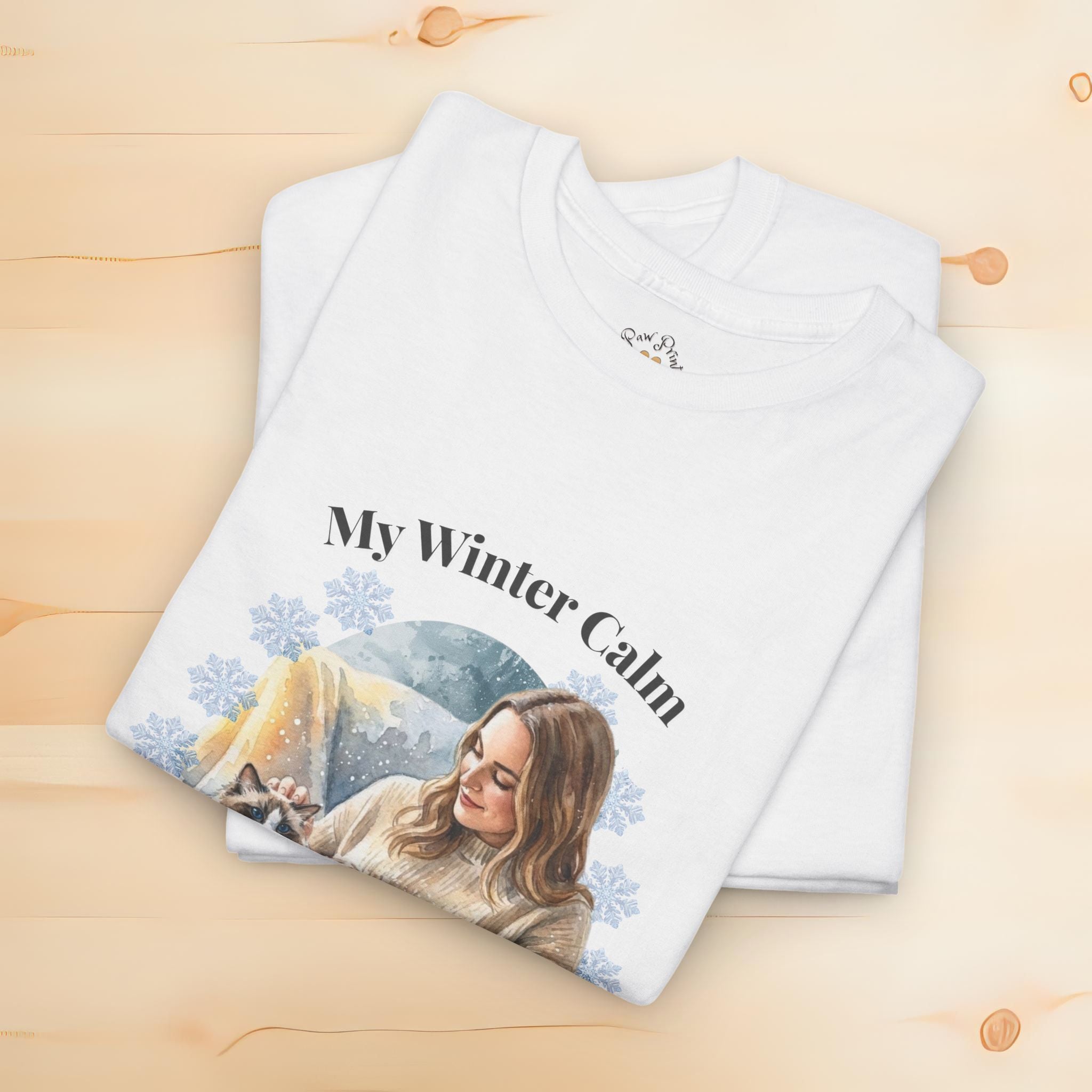 Unisex Personalized T-Shirt – My Winter Calm: Custom Ragdoll Watercolor Winter Portrait