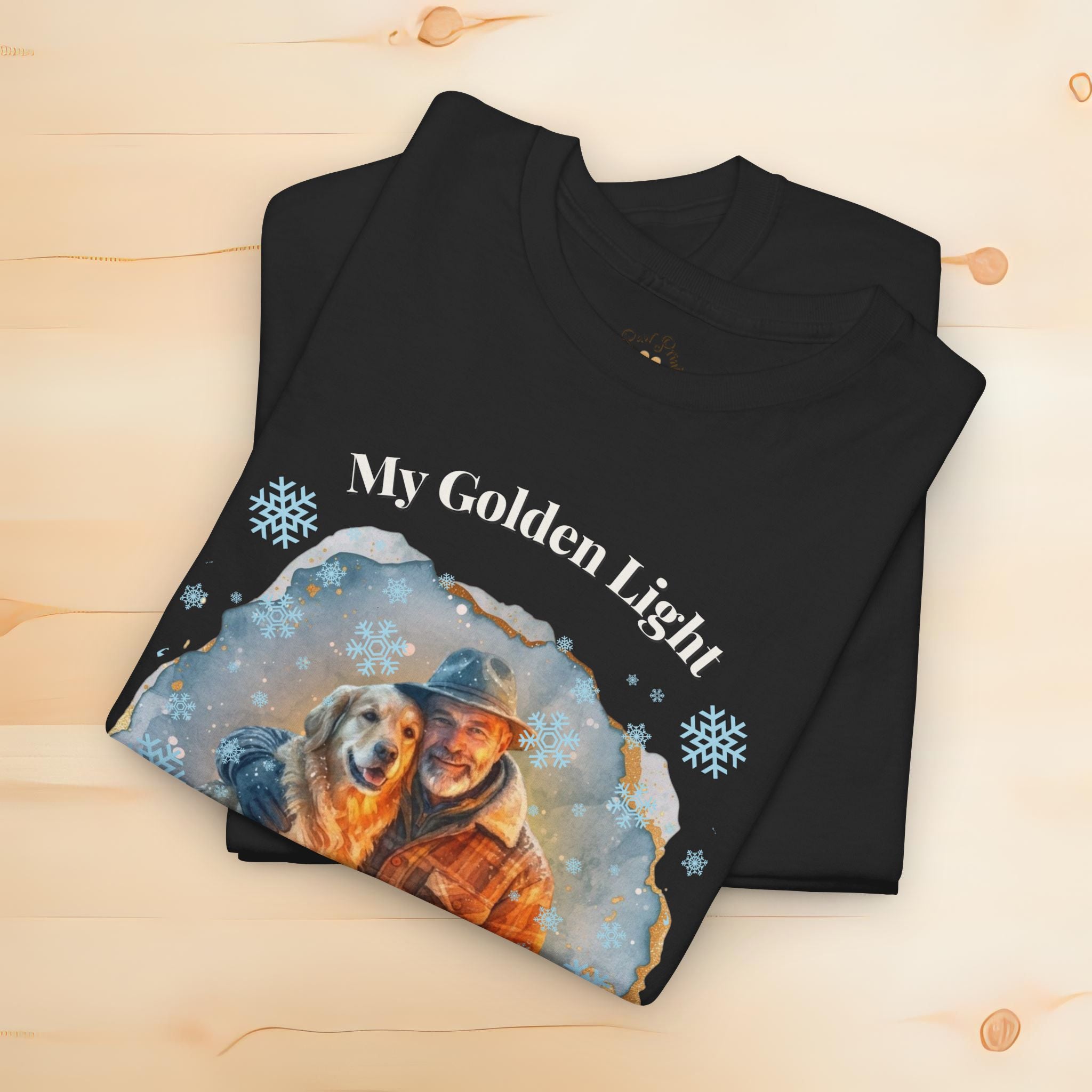 Unisex Personalized T-Shirt – My Golden Light: Custom Golden Retriever Watercolor Winter Portrait