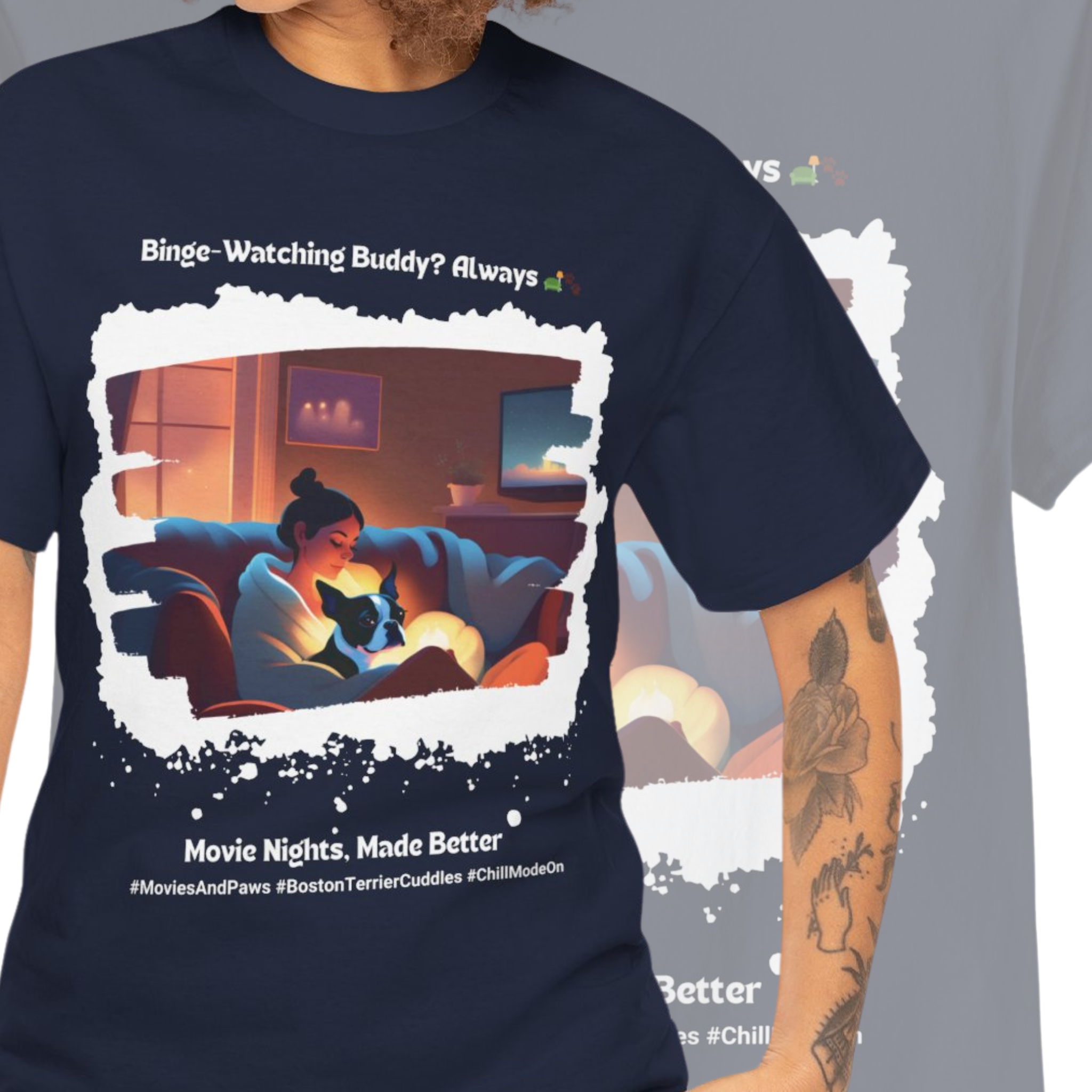 Women's - Movie Nights, Made Better: Boston Terrier T-Shirt
