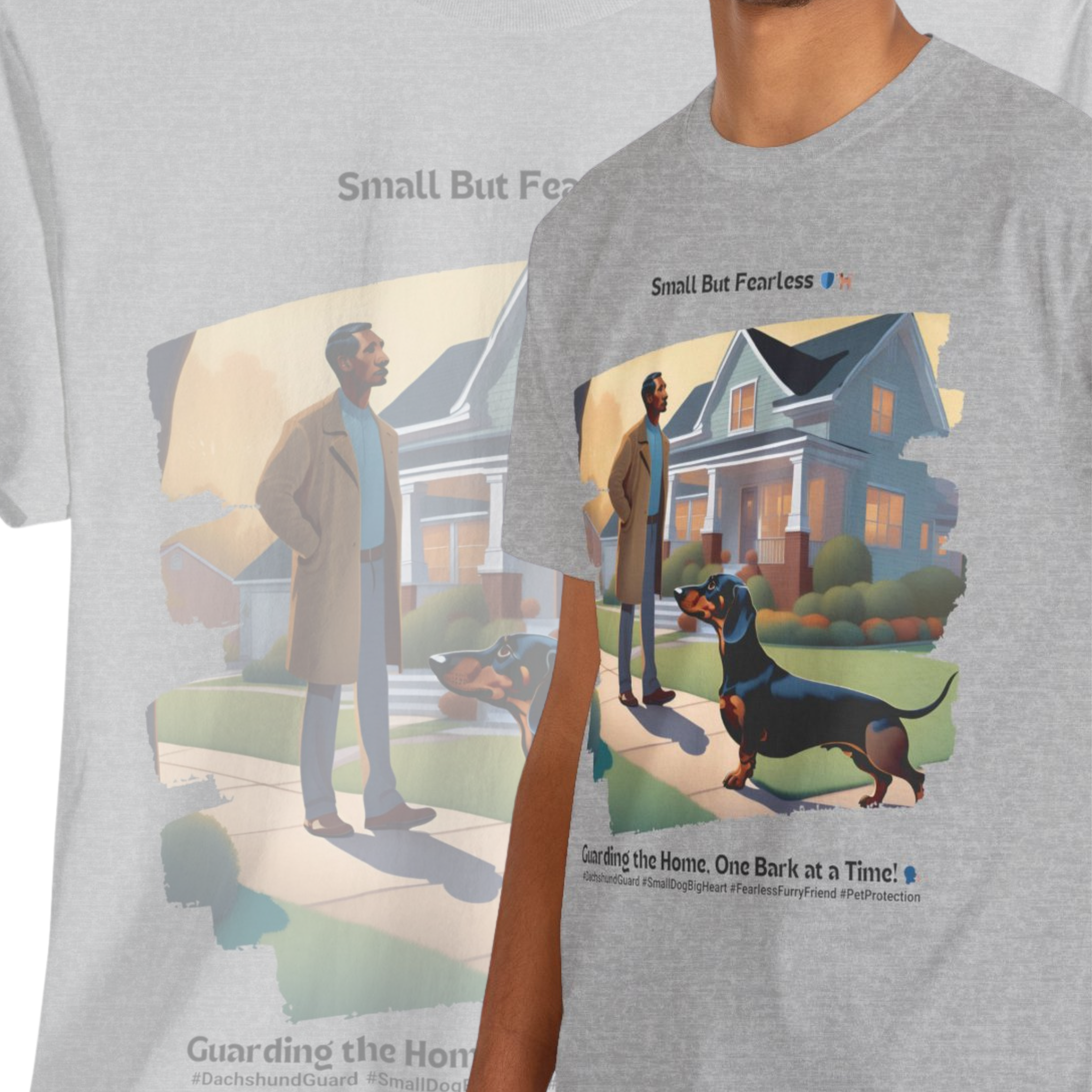 Men’s “Small But Fearless” Dachshund T‑Shirt – Brave Pup Dad Gift