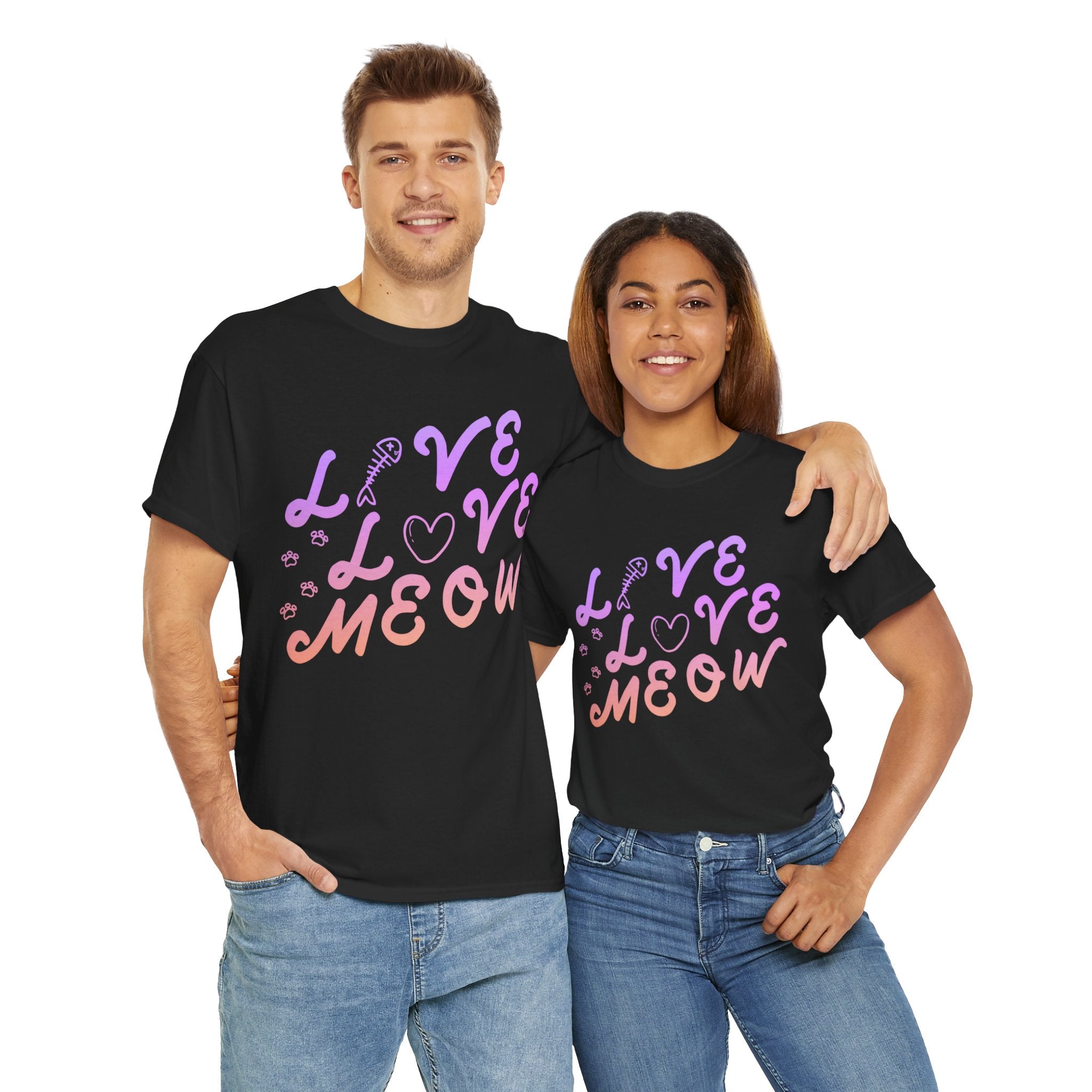 Unisex “Love, Meow, Live” T-Shirt – Cat Life Joy, Feline Lover Gift