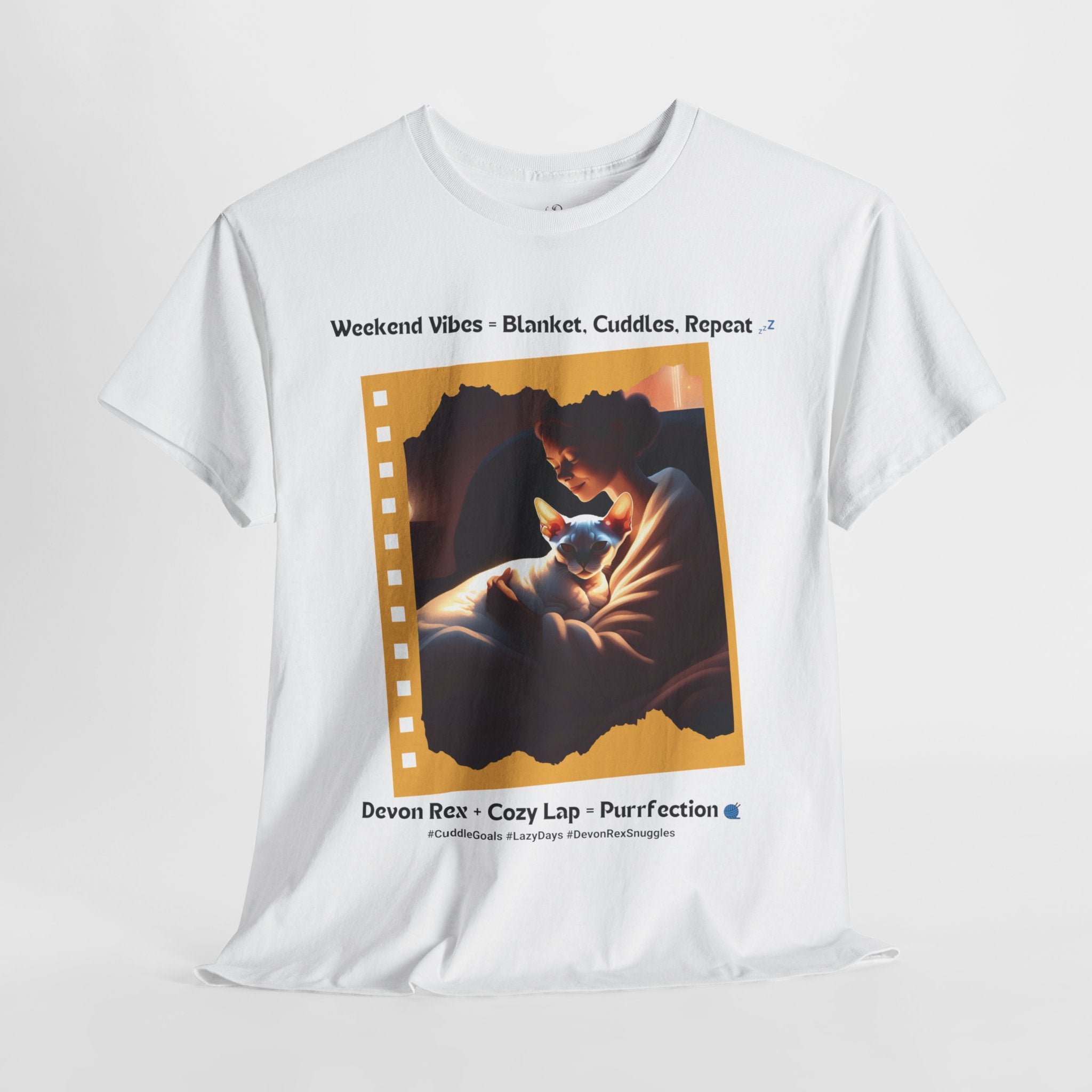 Women’s “Weekend Vibes” Devon Rex T‑Shirt – Cozy Cat Mom Gift
