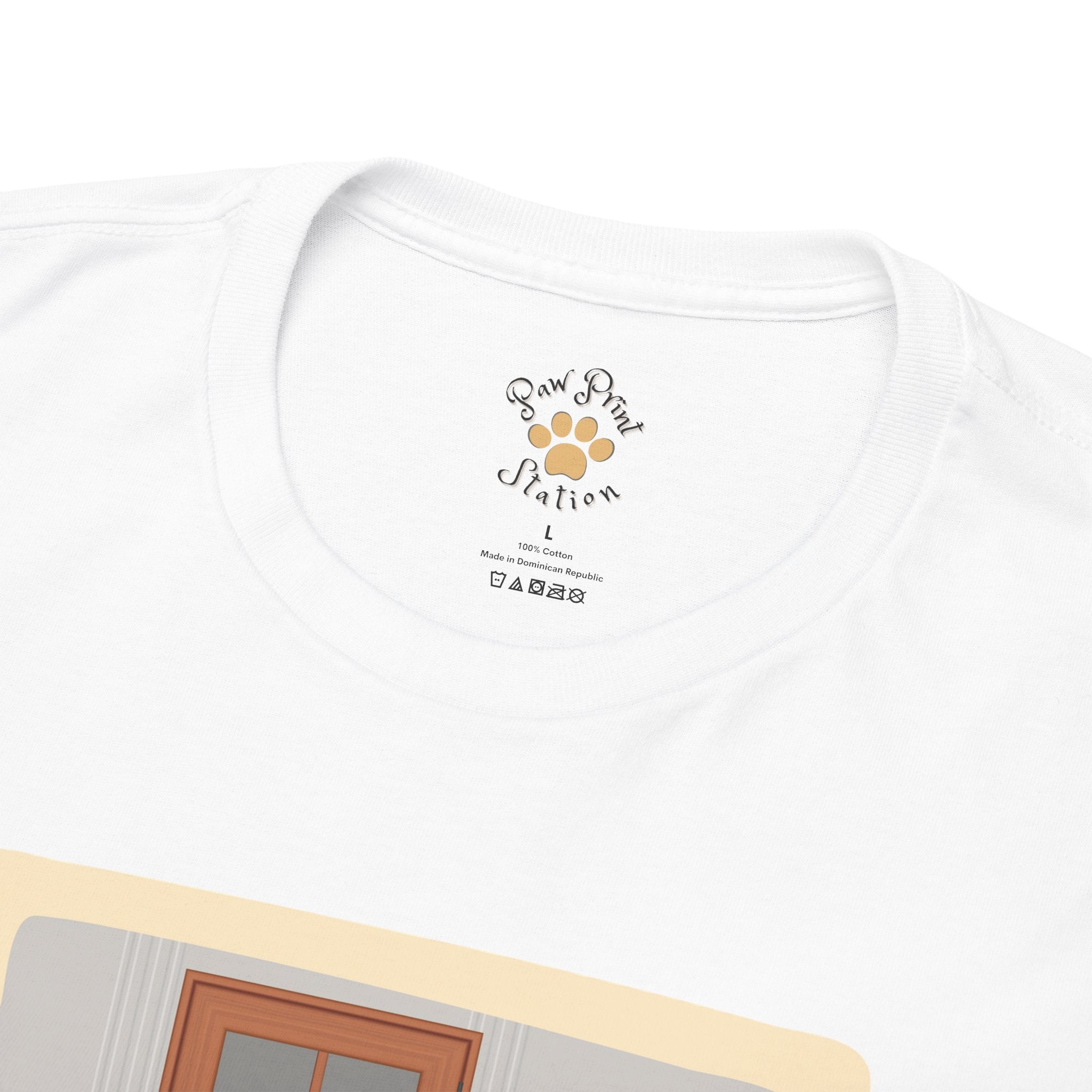 Unisex “Patiently Waiting” Dog T-Shirt – Door-Sitter Pup, Dog Lover Gift