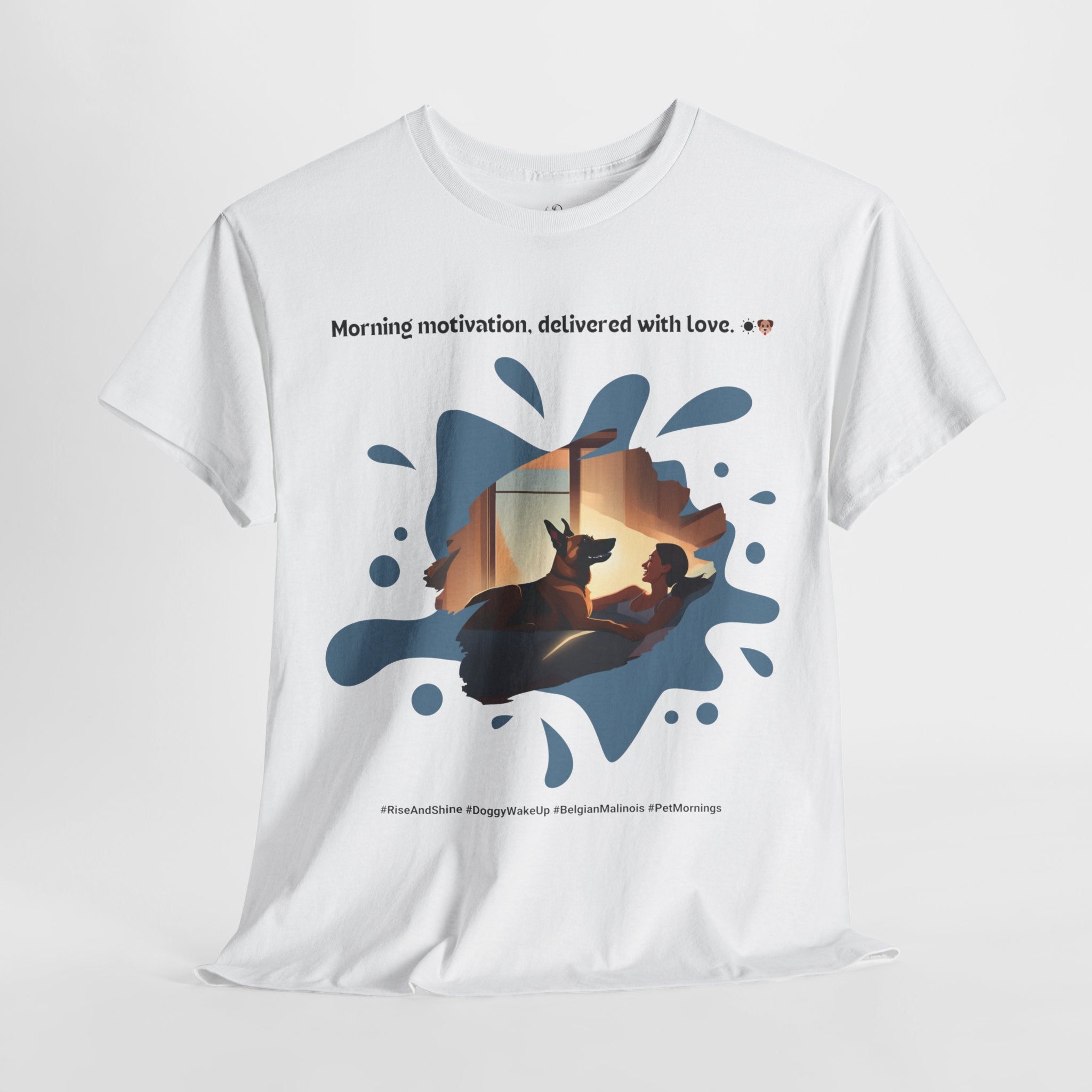 Women’s “Morning Motivation” Belgian Malinois T‑Shirt – Upbeat Start Gift
