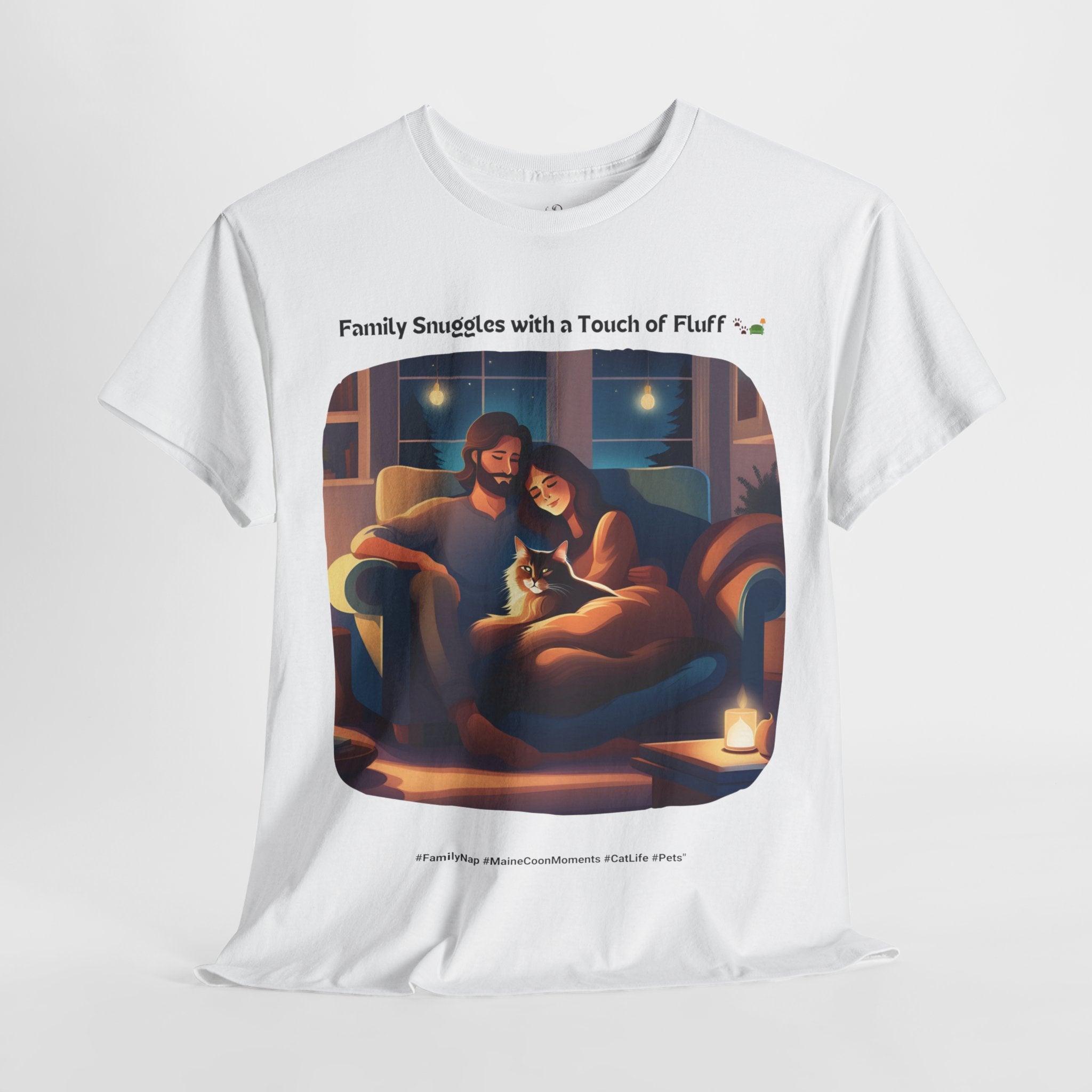 Unisex “Family Snuggles with a Touch of Fluff” Maine Coon T‑Shirt – Family Cuddle Cat Gift