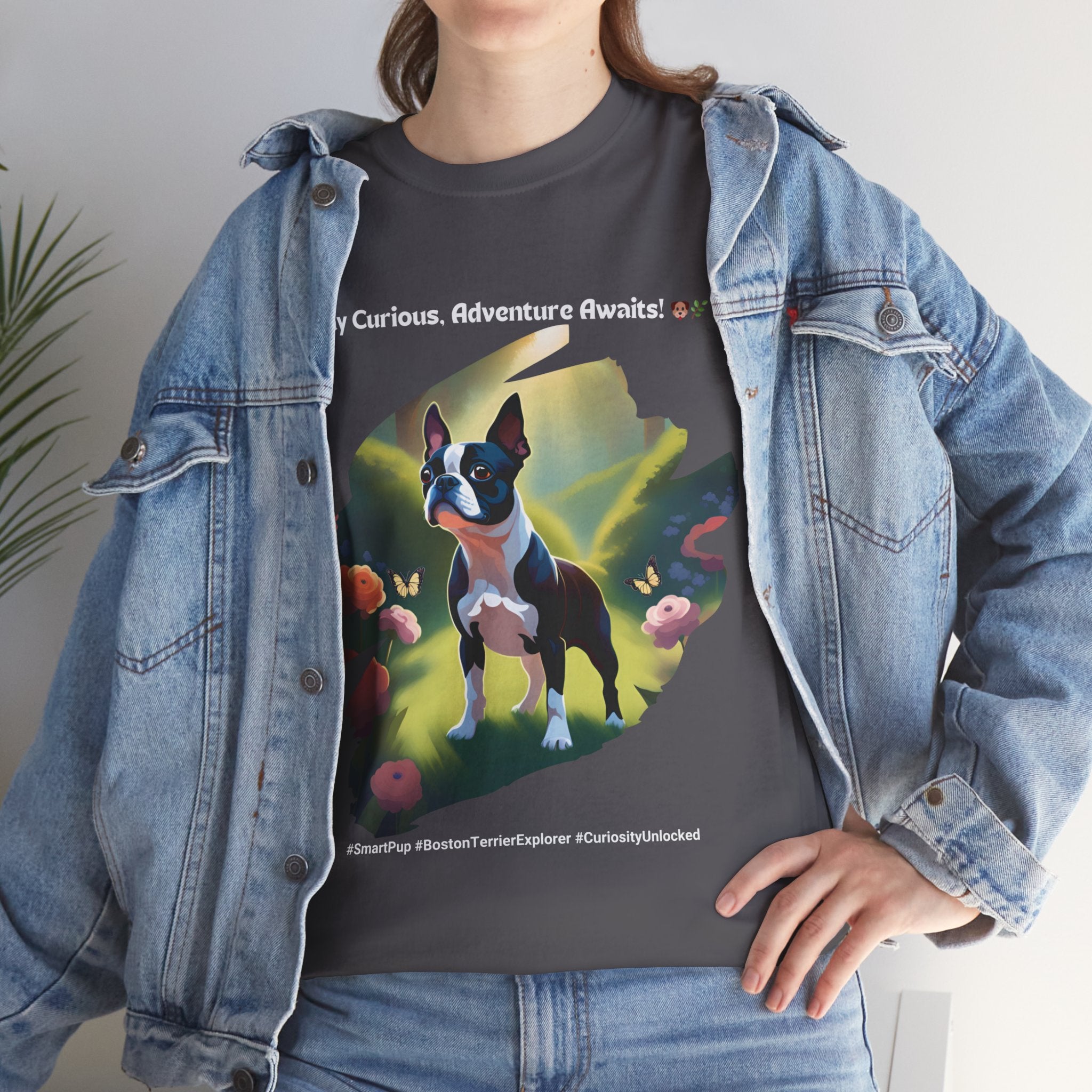 Unisex “Adventure Awaits” Boston Terrier T‑Shirt – Explorer Pup Gift