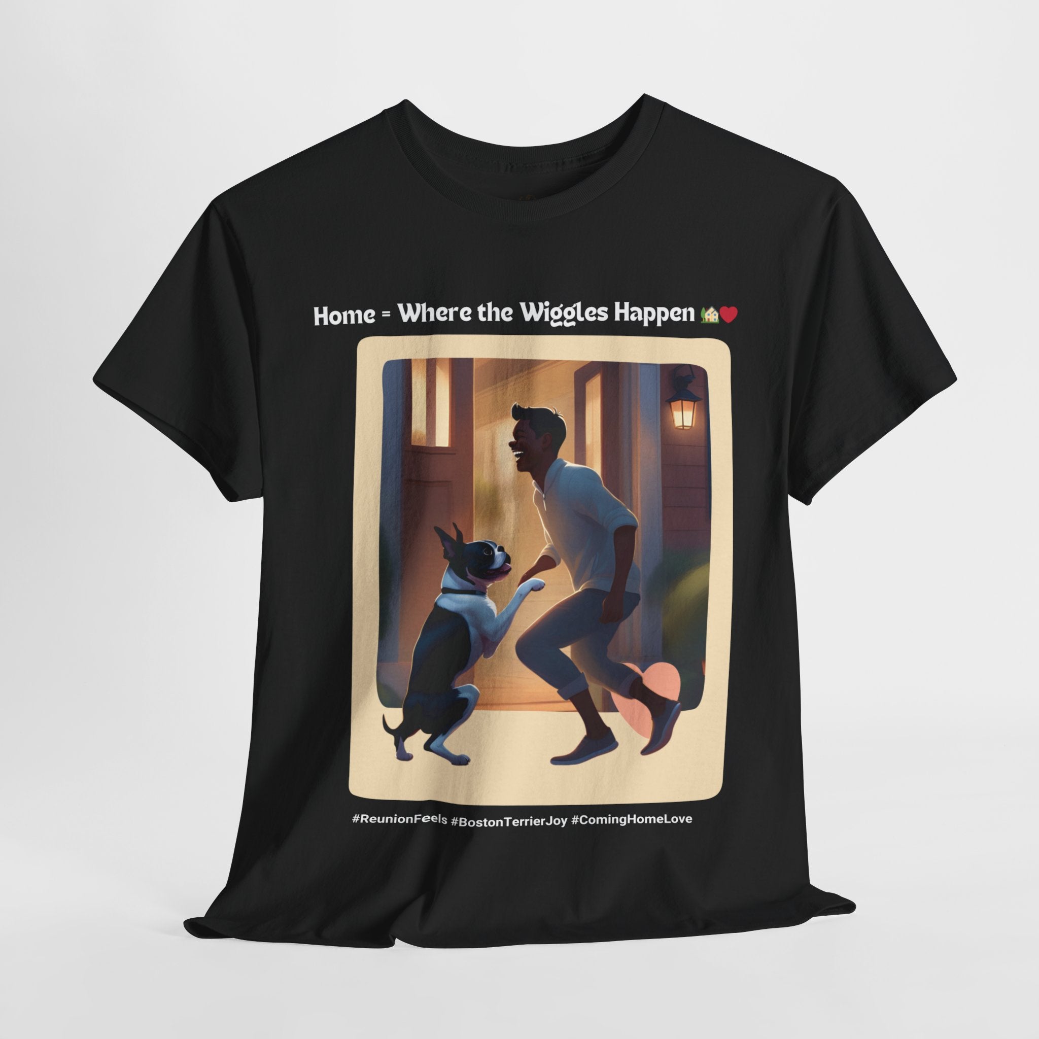 Men’s “Boundless Joy” Boston Terrier Reunion T‑Shirt – Joyful Reunion Dad Gift