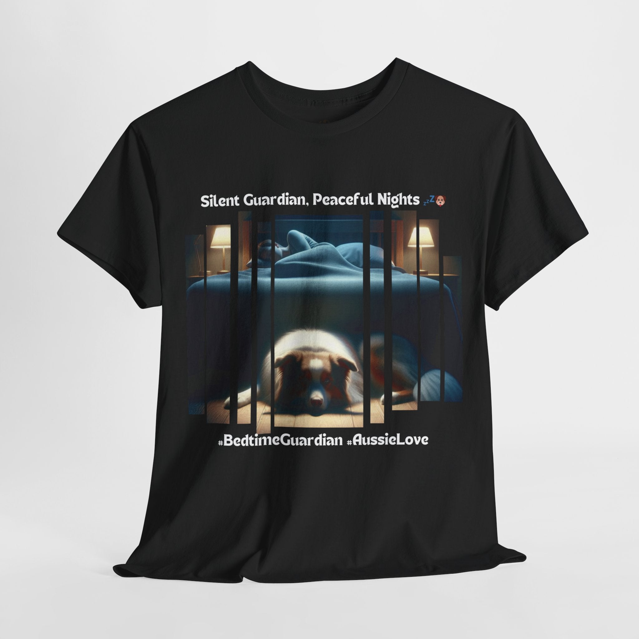 Unisex “Silent Guardian, Peaceful Nights” Australian Shepherd T‑Shirt – Night Watch Gift, Quiet Companion Tee