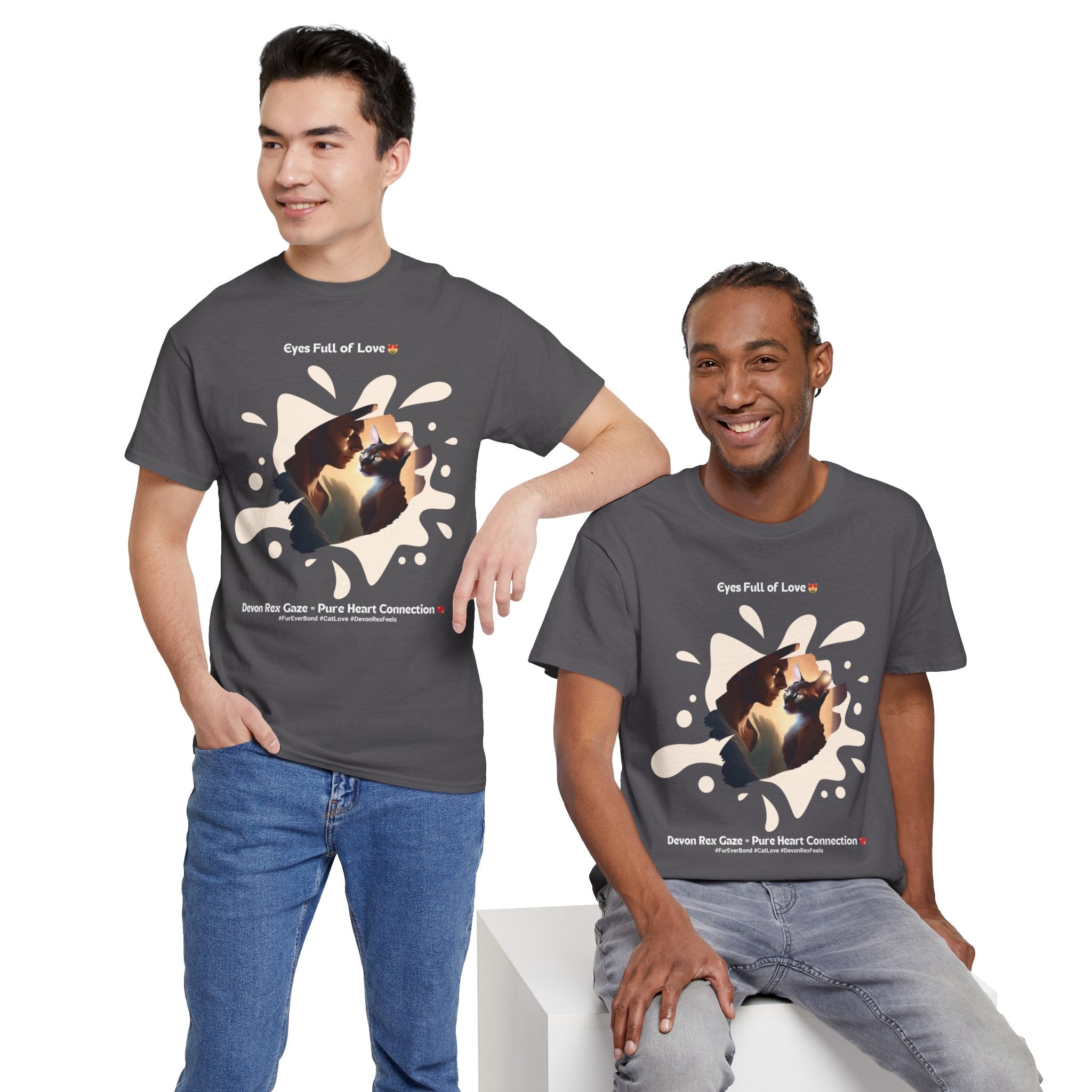 Men’s “Eyes Full of Love” Devon Rex T‑Shirt – Adoring Cat Dad Gift
