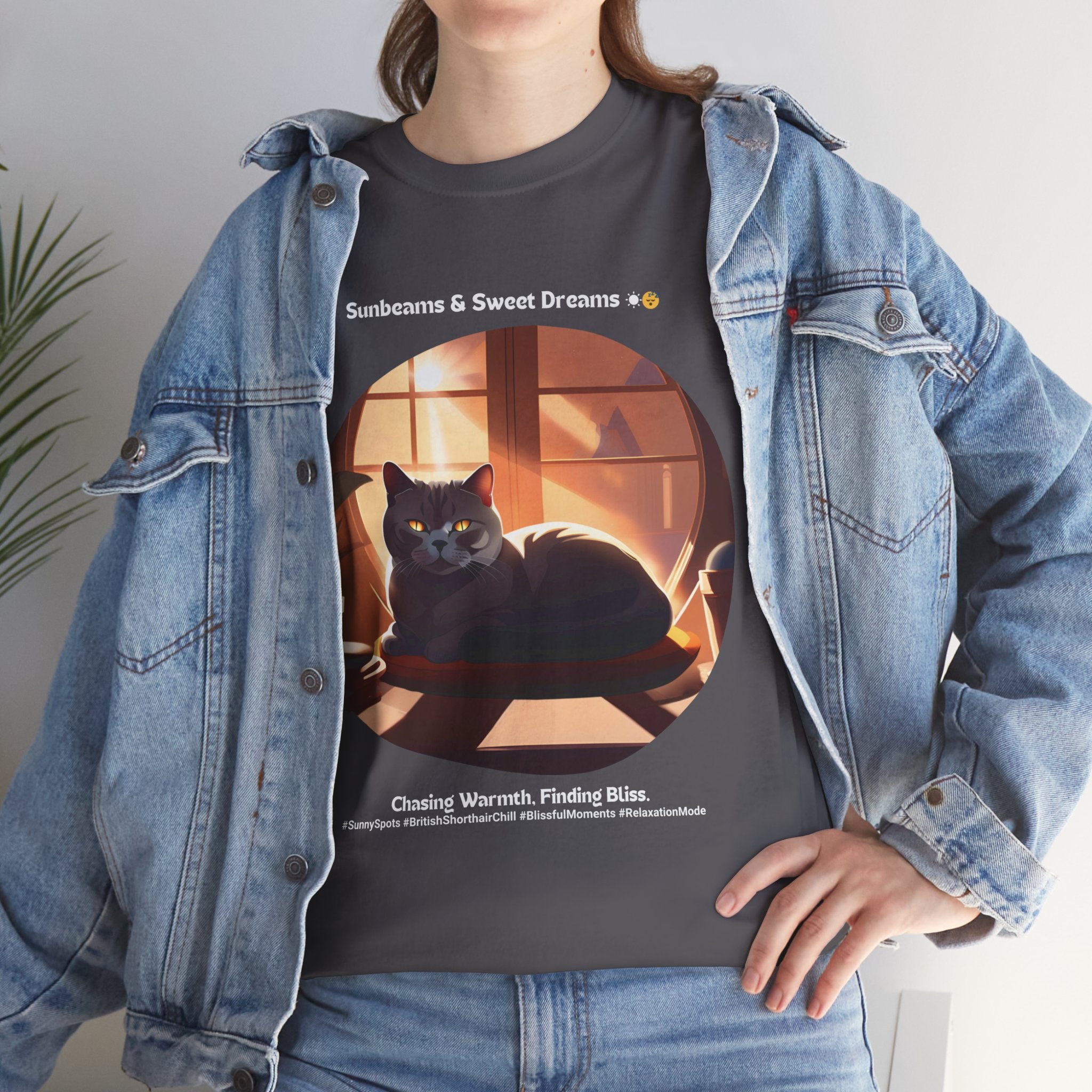 Unisex “Sunbeams & Sweet Dreams” British Shorthair Bliss T‑Shirt – Daylight Kitty Gift