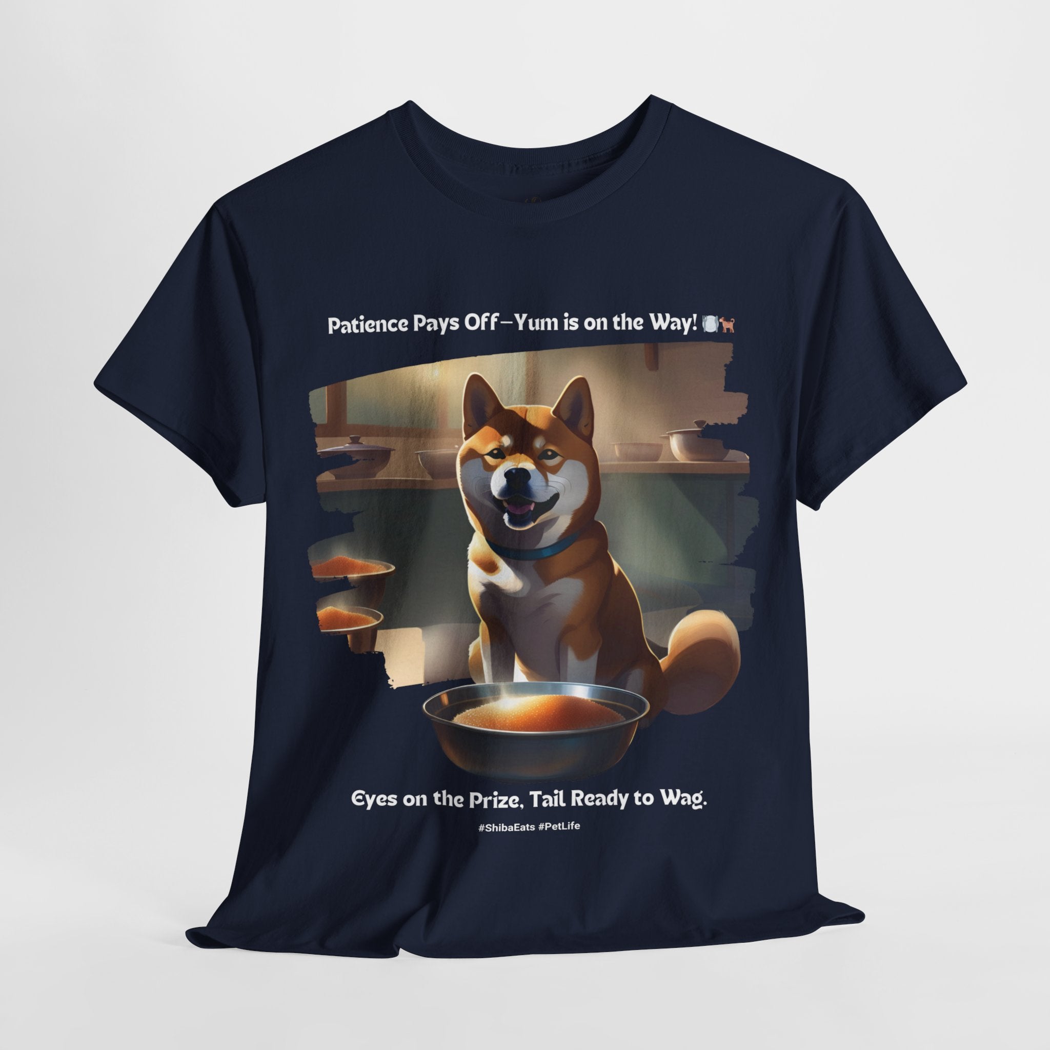 Unisex “Patience Pays Off: Shiba Inu Treats” T‑Shirt – Good Pup Reward Gift