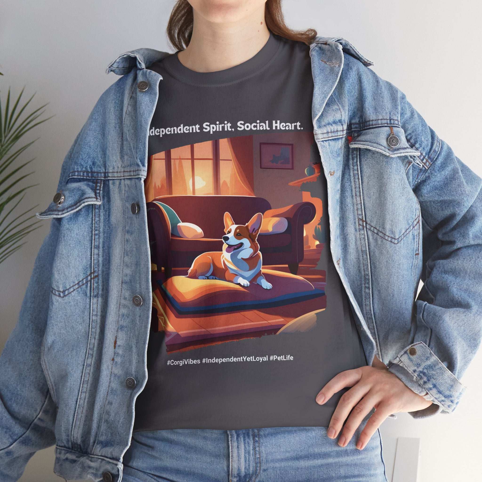Unisex - Independent Spirit, Social Heart: Corgi Vibes T-Shirt