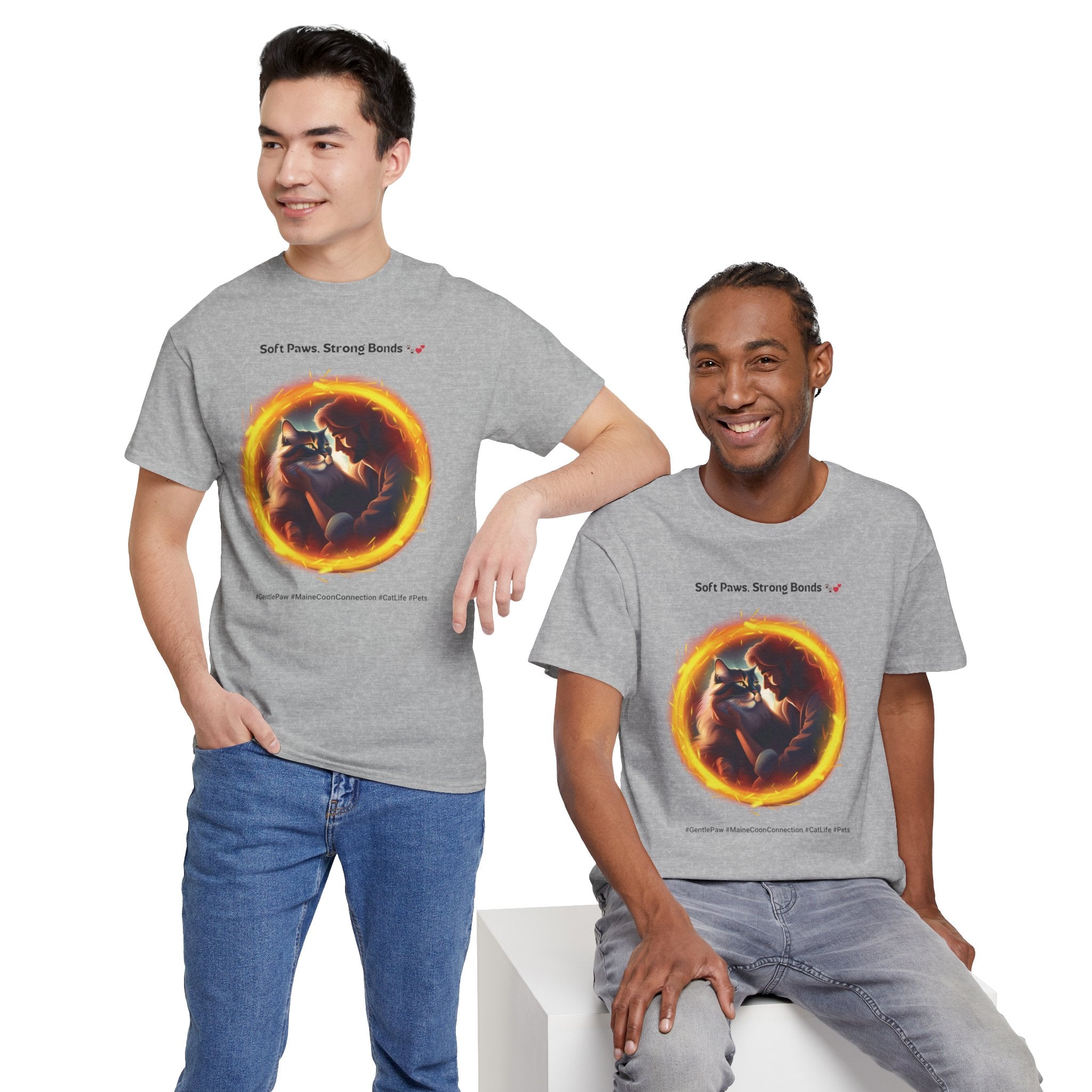 Men’s “Soft Paws, Strong Bonds” Maine Coon T‑Shirt – Gentle Giant Dad Gift