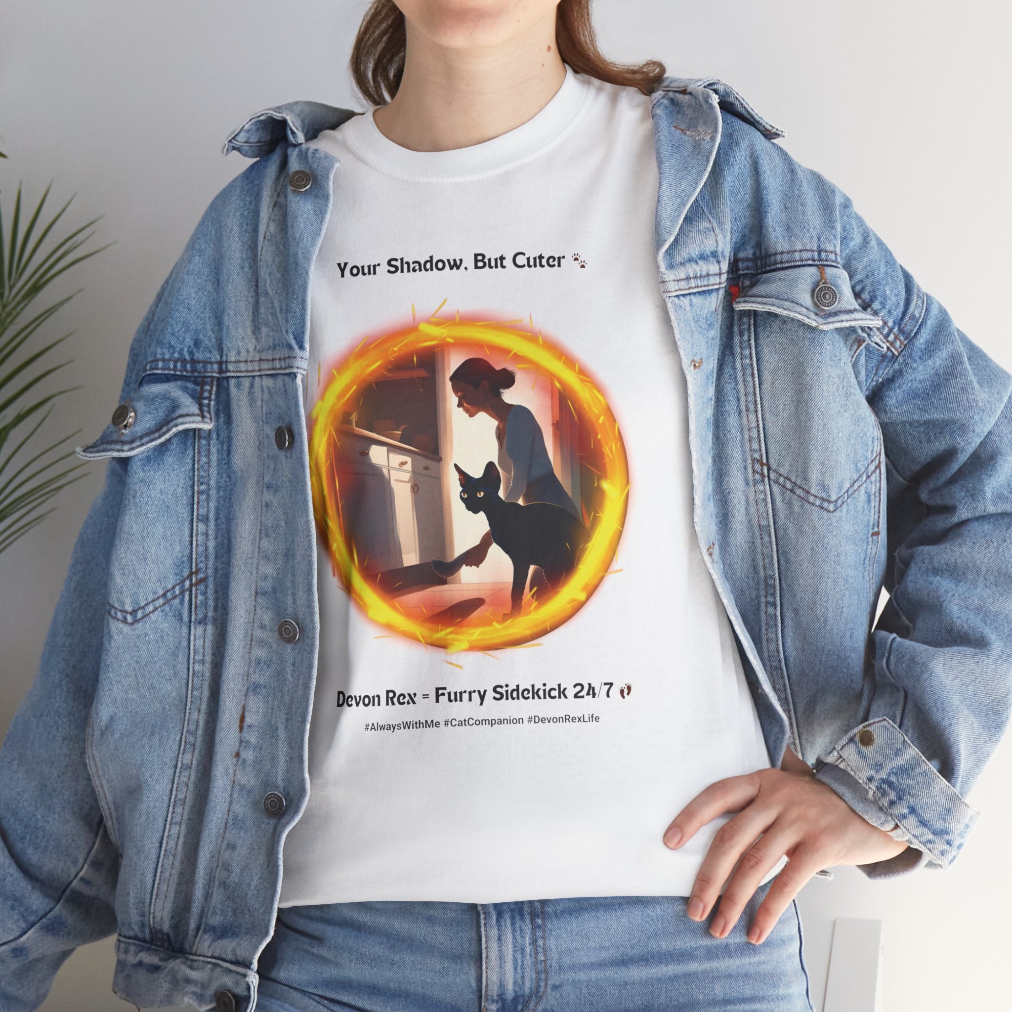 Women’s “Your Shadow, But Cuter” Devon Rex T‑Shirt – Loyal Cat Mom Gift