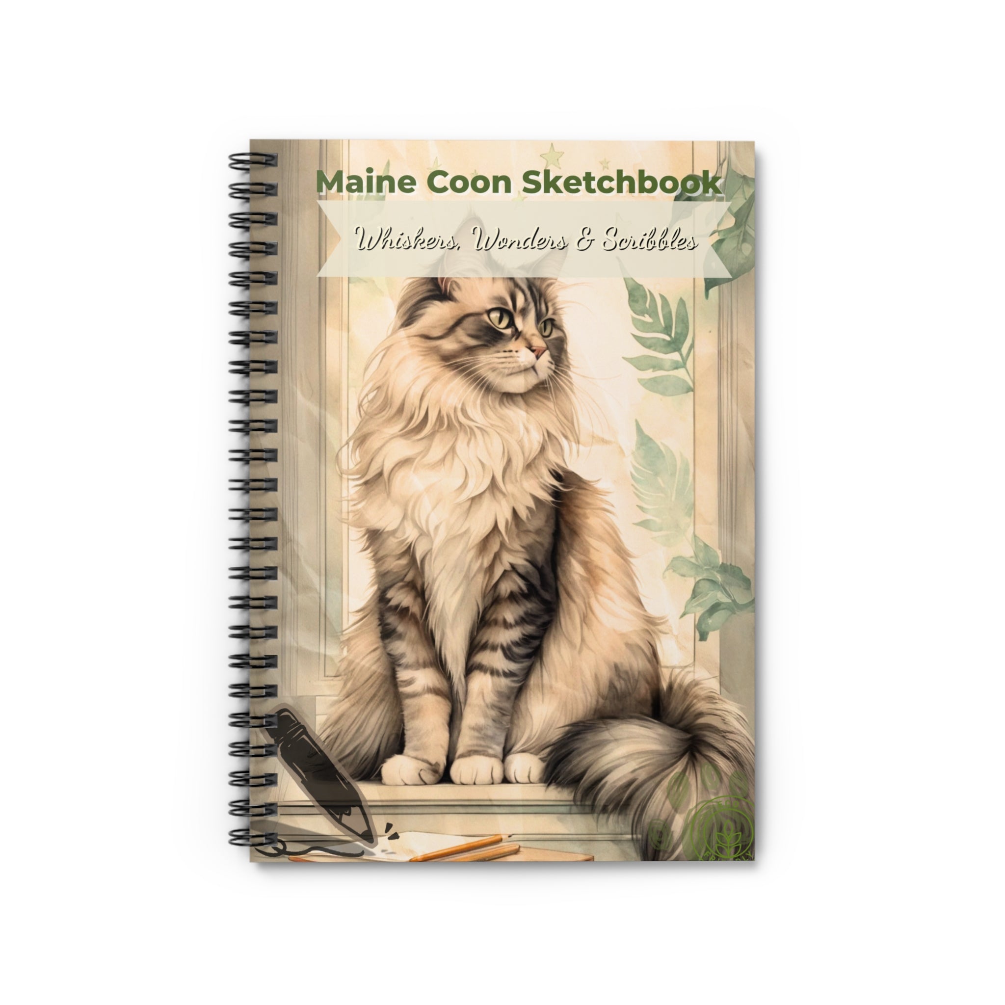 Maine Coon Sketchbook - Whiskers, Wonders & Scribbles, Cat Lover's Journal, Artist Notebook, Gift for Pet Owners, Cute Stationery