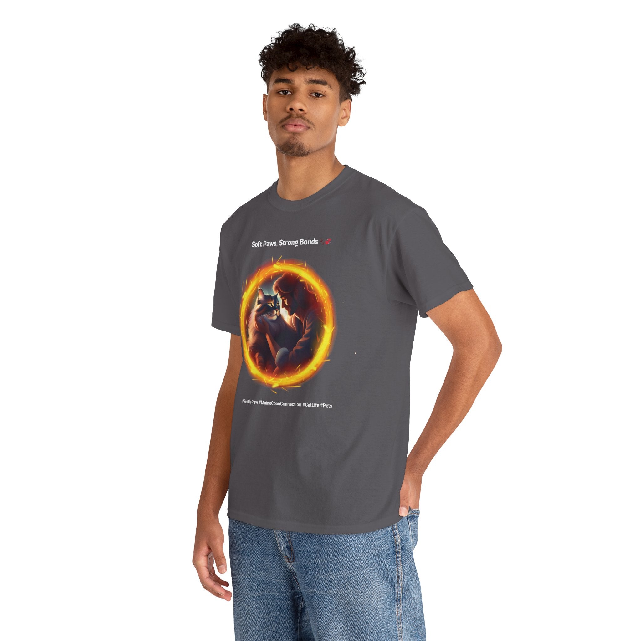 Men’s “Soft Paws, Strong Bonds” Maine Coon T‑Shirt – Gentle Giant Dad Gift