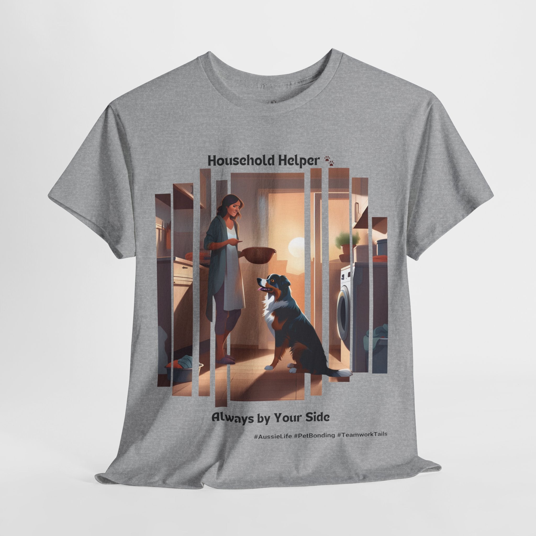Women’s “Household Helper” Australian Shepherd T‑Shirt – Helper Pup Tee, Home Heart Gift