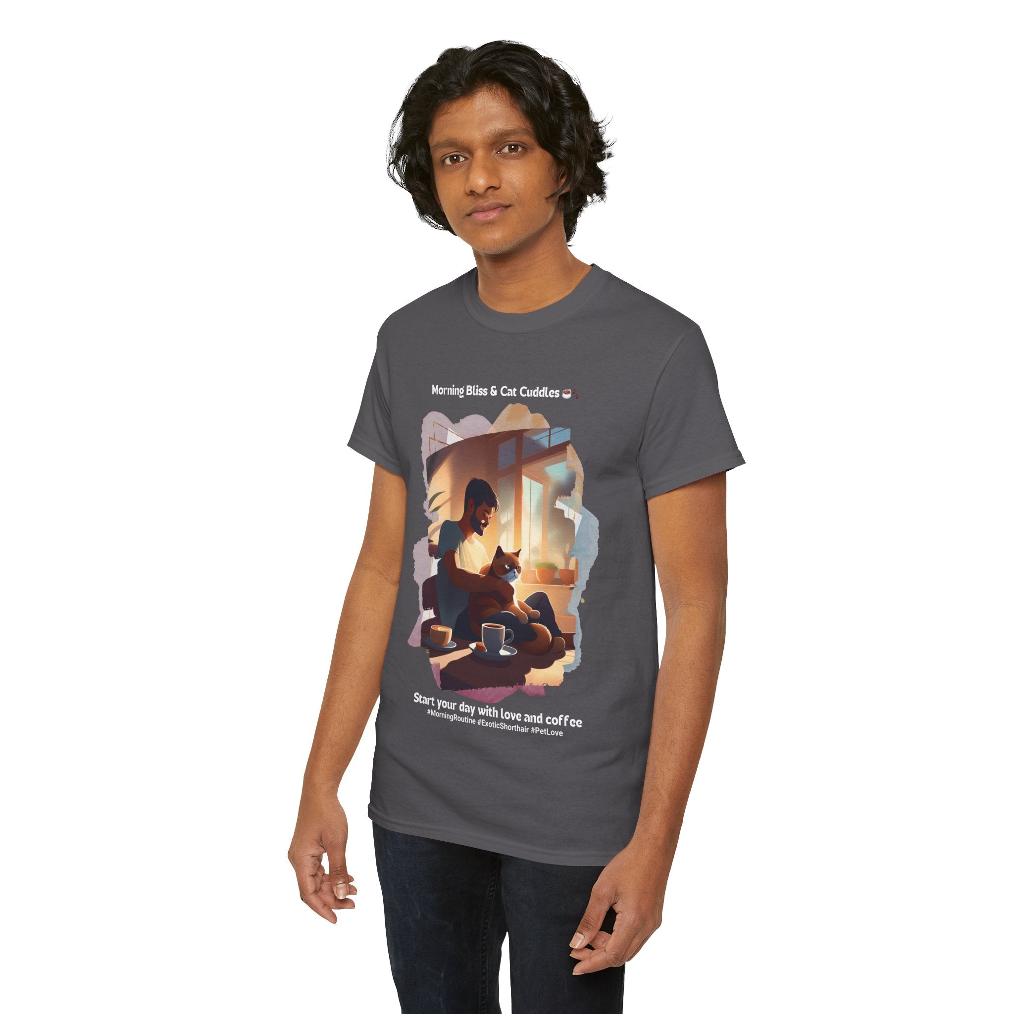 Men's - Morning Bliss & Cat Cuddles: Exotic Shorthair T-Shirt