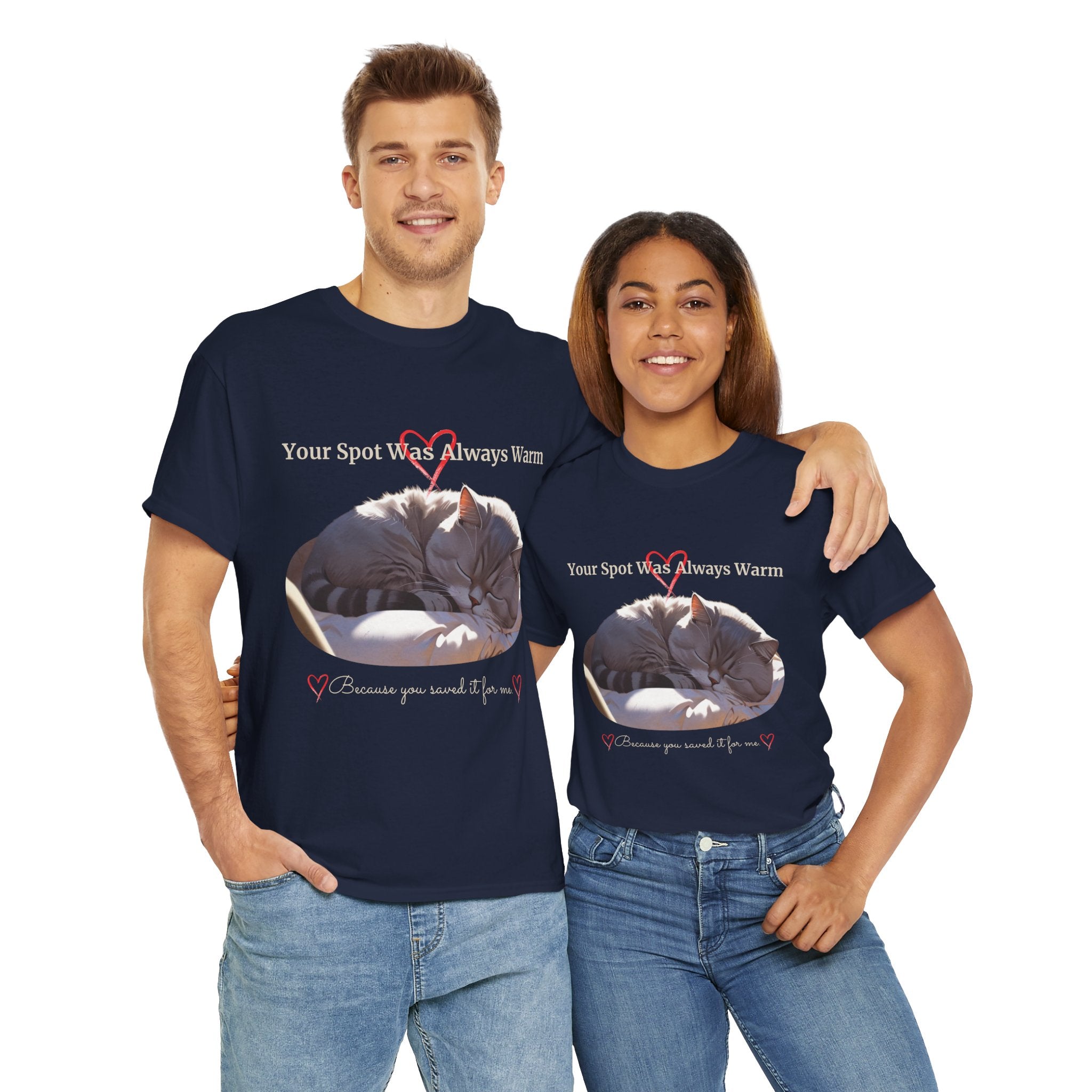 Unisex “Your Spot Was Always Warm” British Shorthair Cat T-Shirt – Cozy Pet Lover Tee