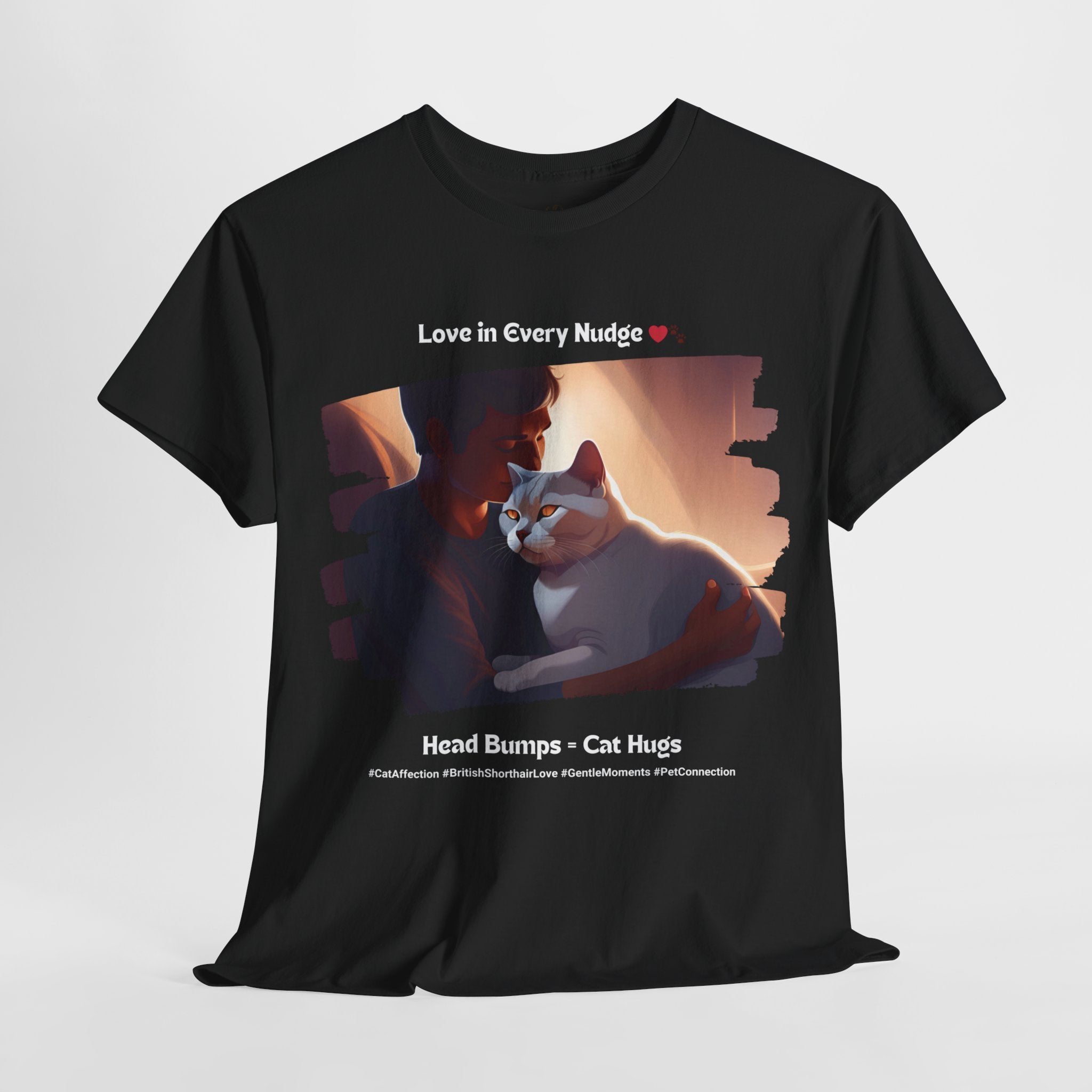 Men’s “Head Bumps = Cat Hugs” British Shorthair T‑Shirt – Affectionate Kitty Dad Gift