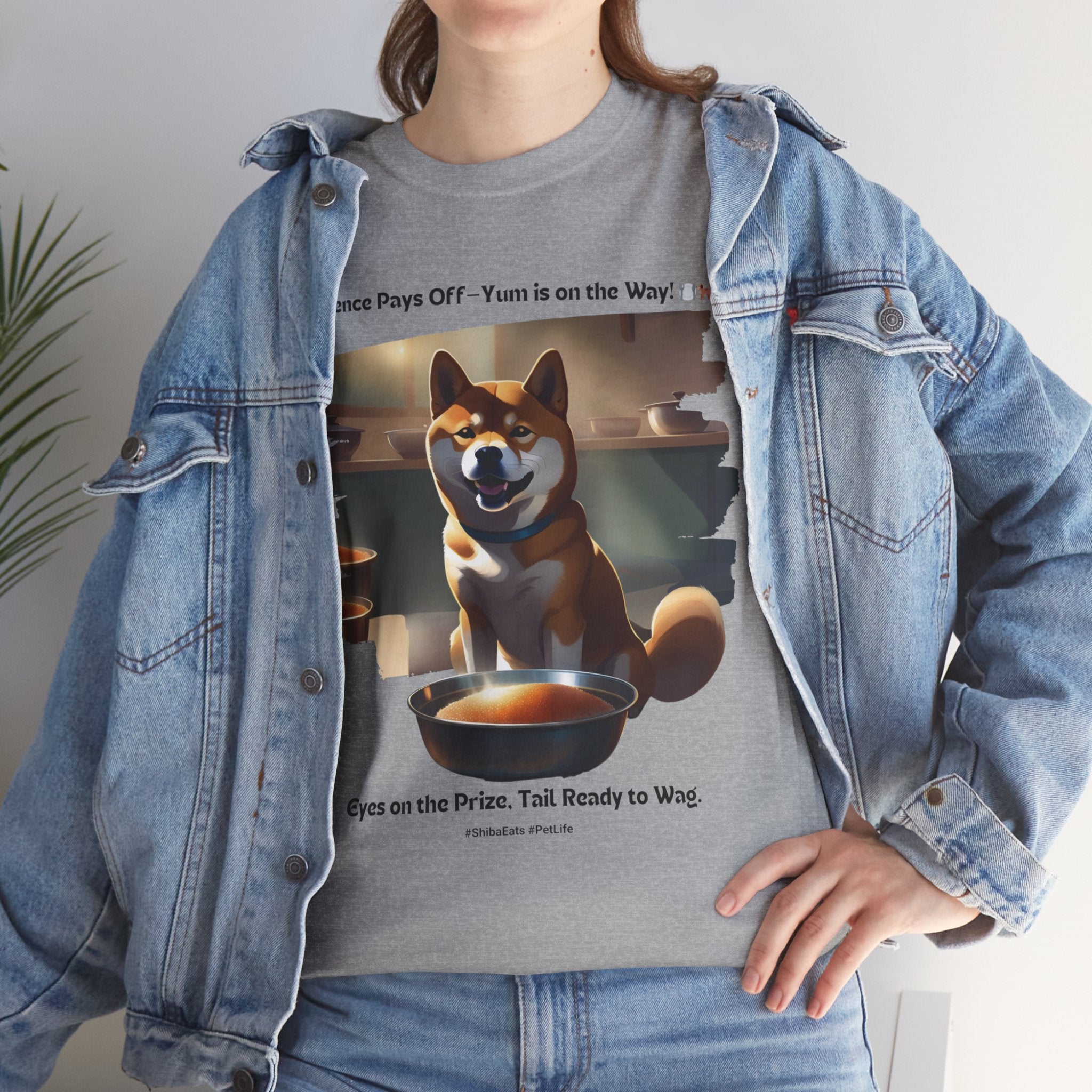 Unisex “Patience Pays Off: Shiba Inu Treats” T‑Shirt – Good Pup Reward Gift