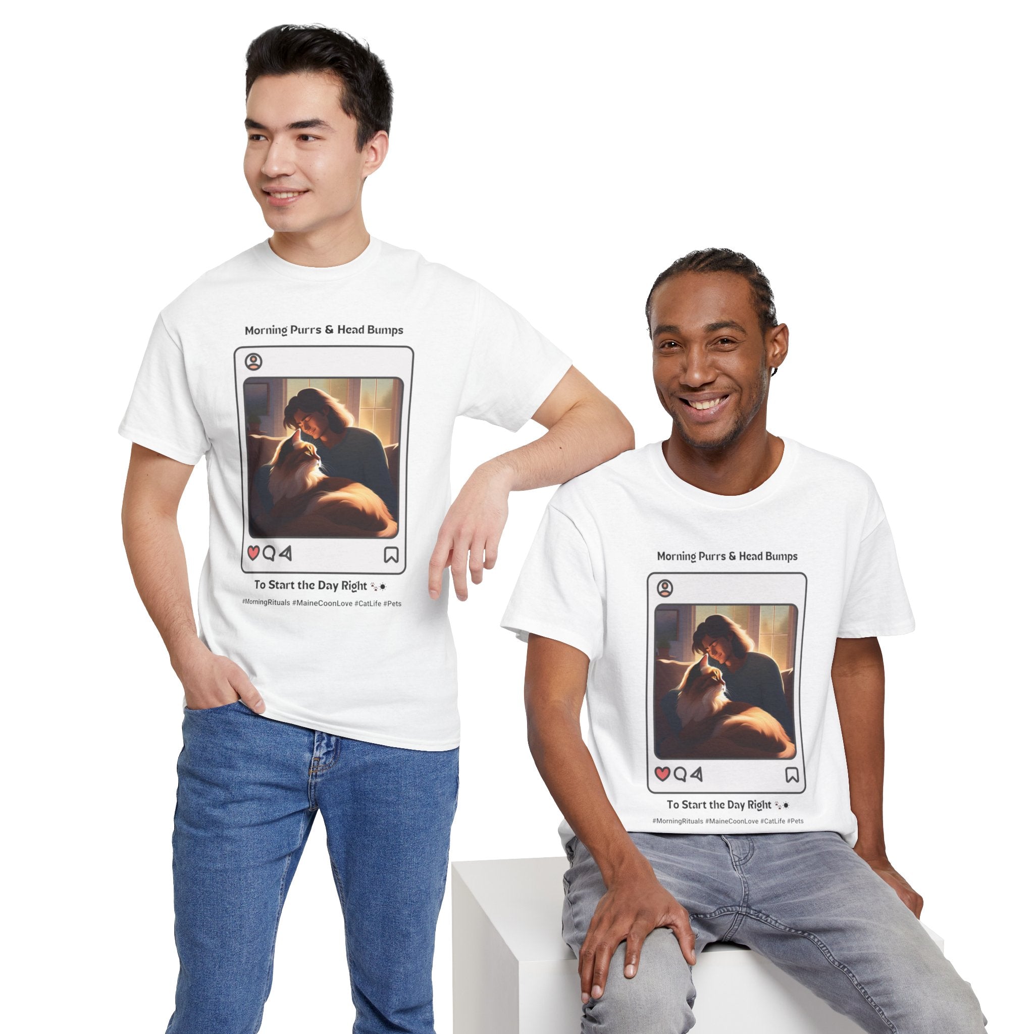 Men's - Morning Purrs & Head Bumps: Start Your Day Right T-Shirt
