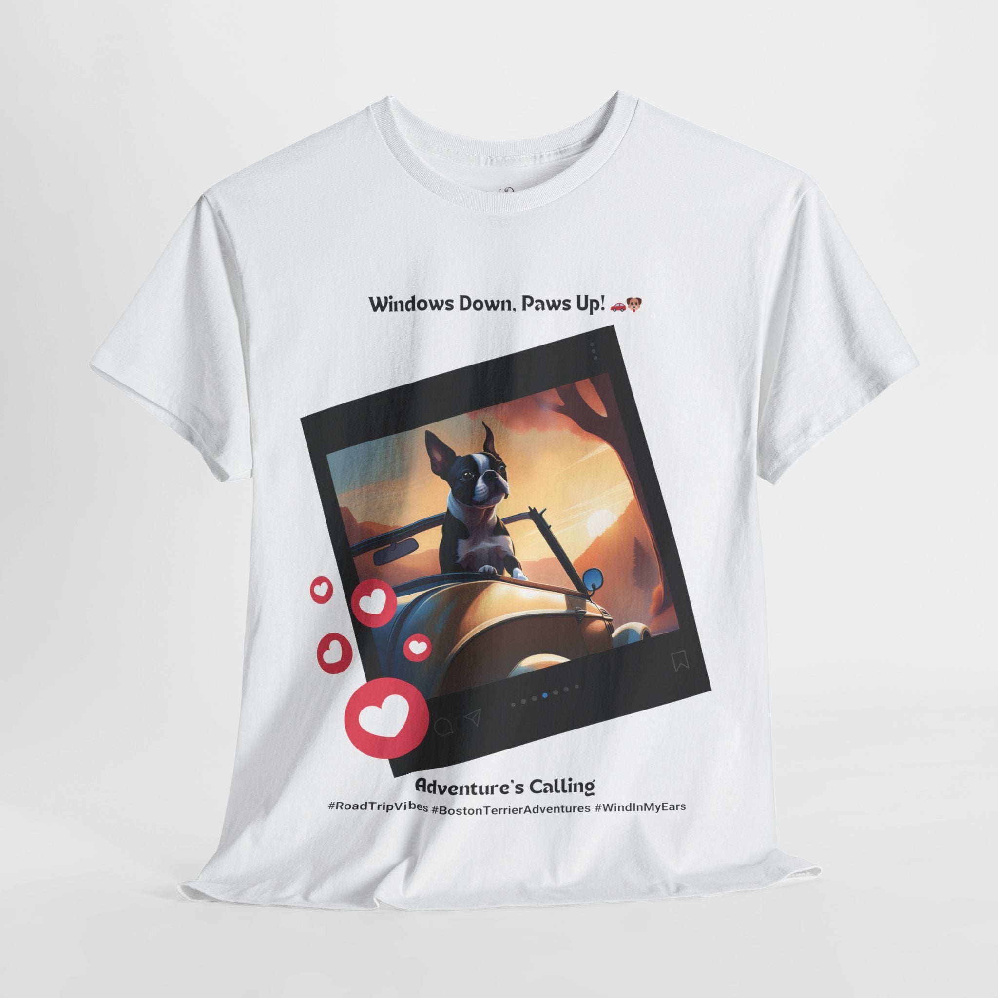 Unisex - Adventure's Calling: Boston Terrier Road Trip T-Shirt