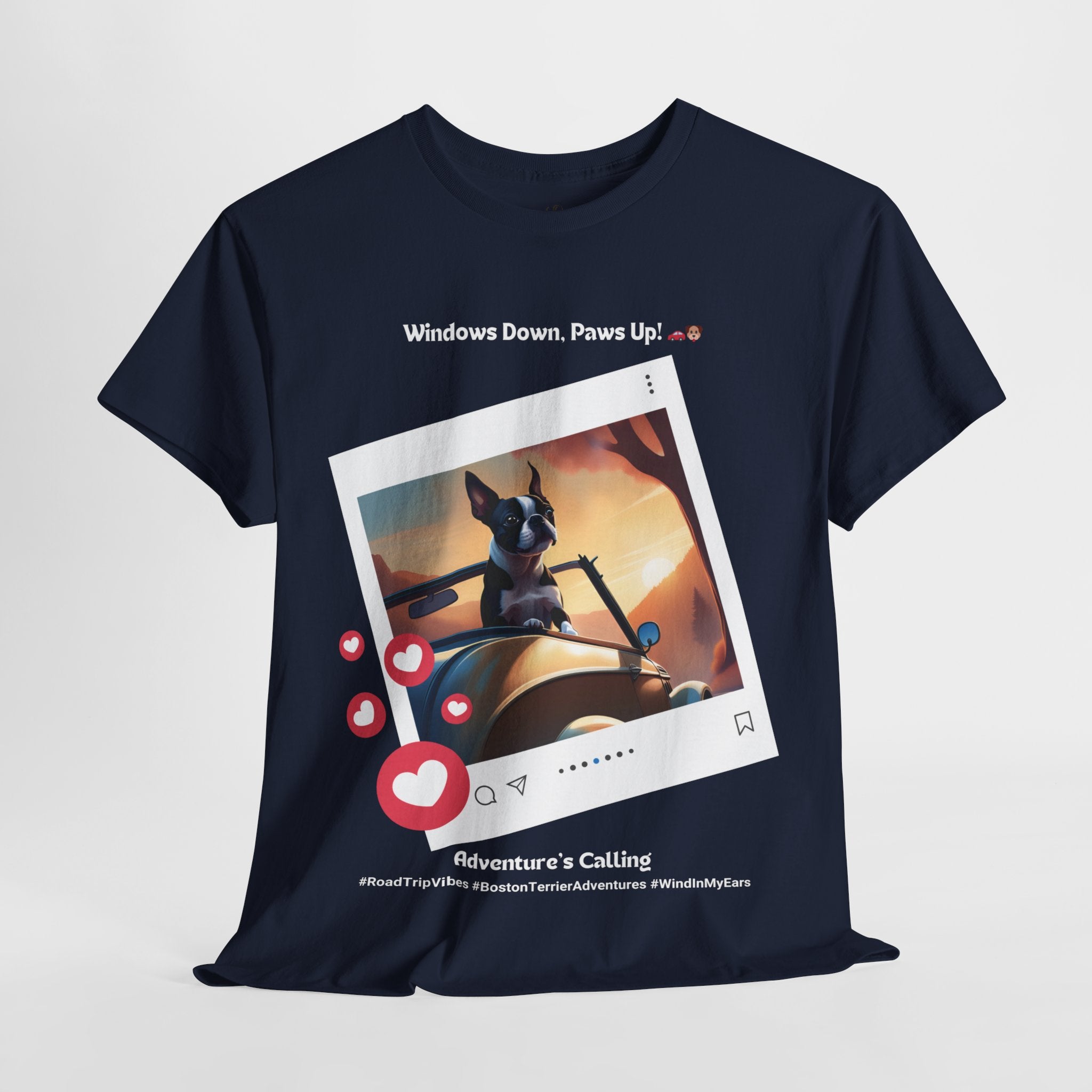 Unisex - Adventure's Calling: Boston Terrier Road Trip T-Shirt