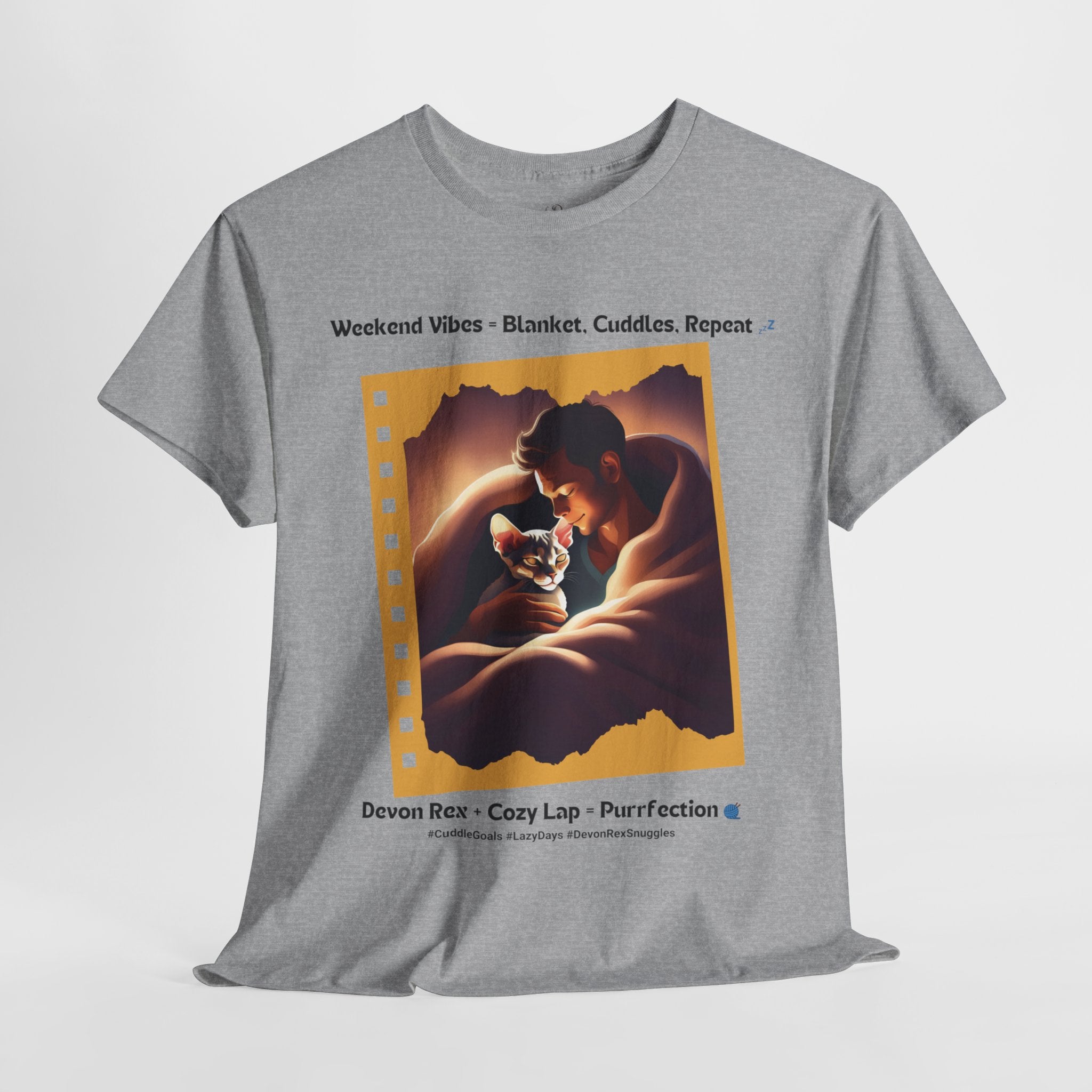 Men’s “Weekend Vibes” Devon Rex T‑Shirt – Cozy Cat Dad Gift