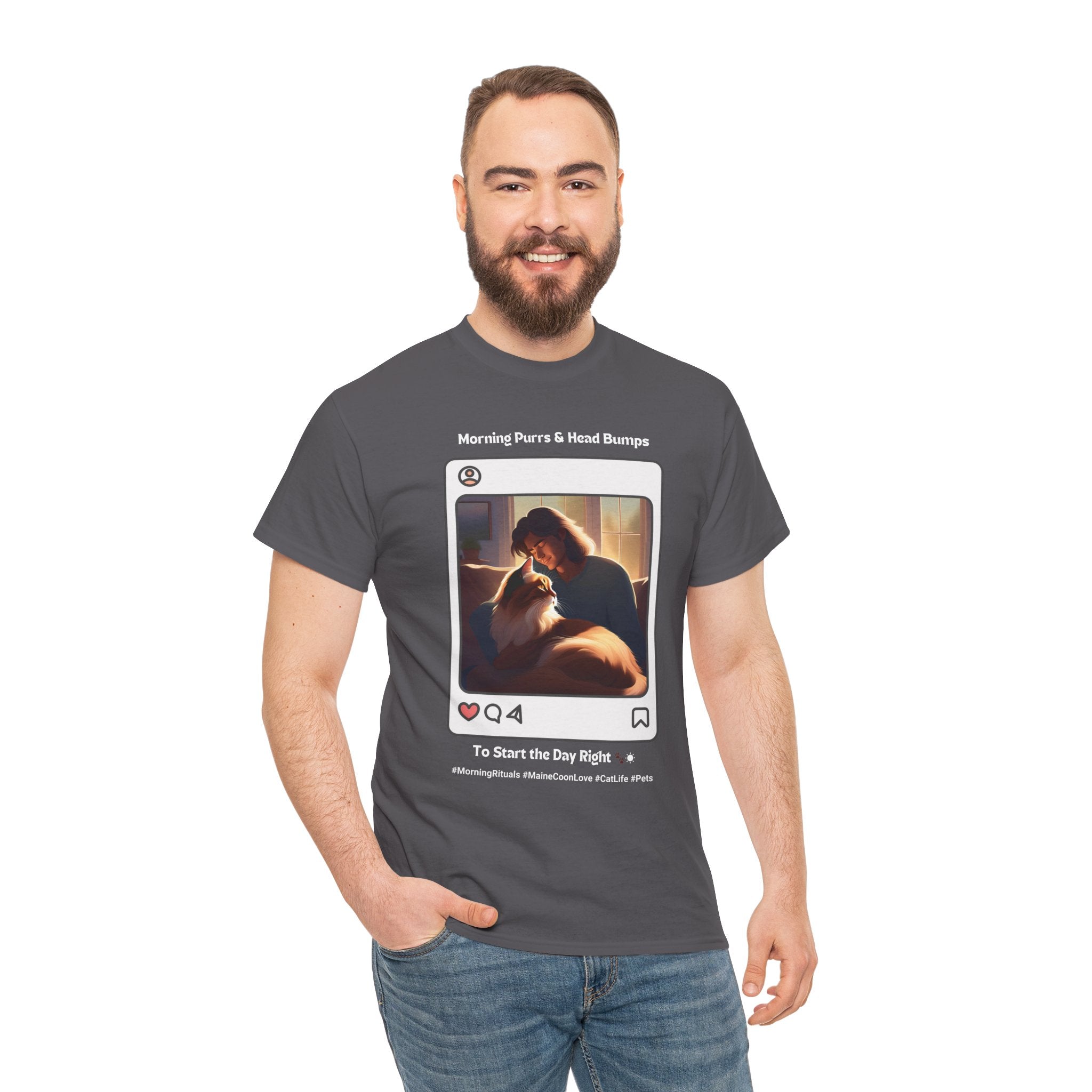 Men's - Morning Purrs & Head Bumps: Start Your Day Right T-Shirt