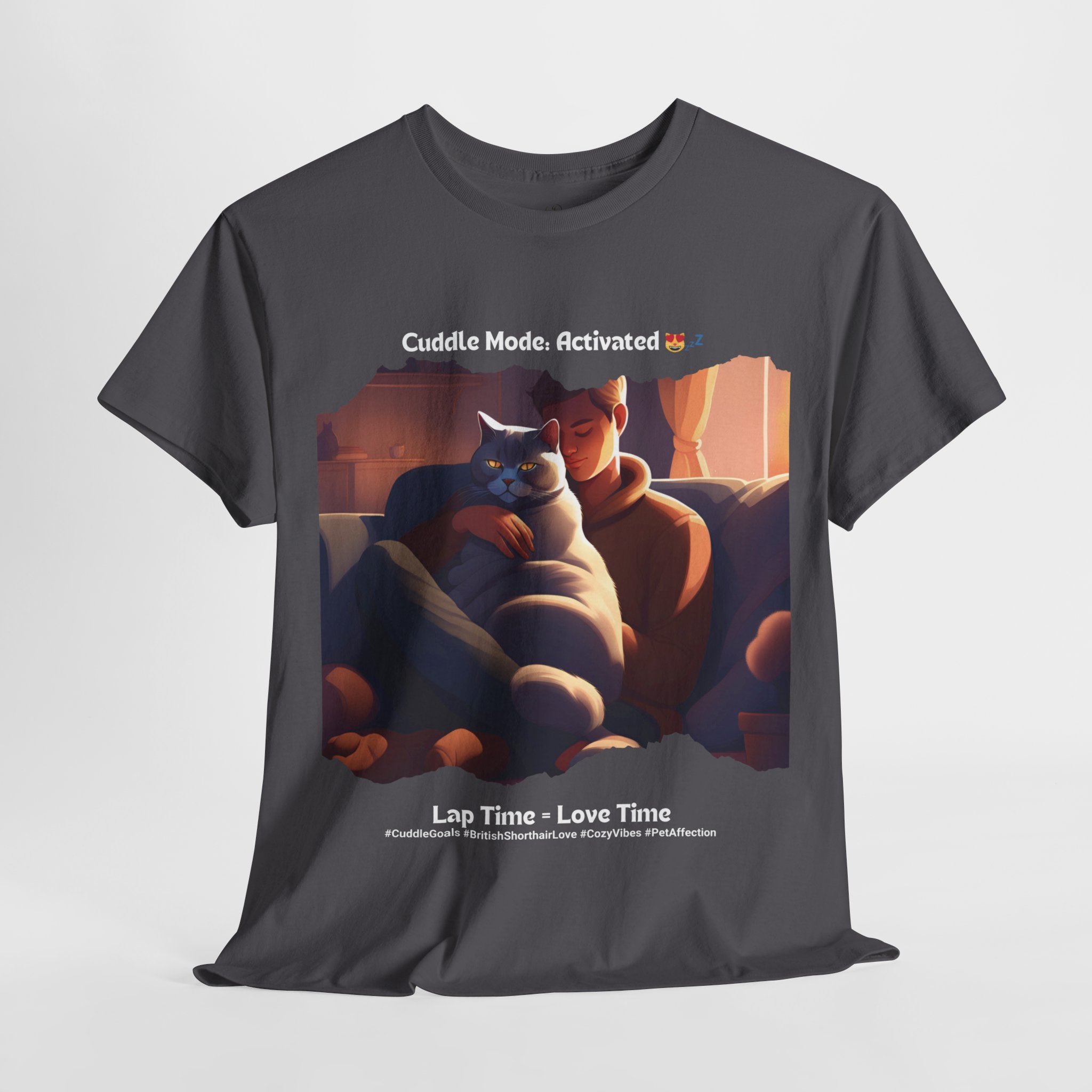 Men’s “Cuddle Mode: Activated” British Shorthair T‑Shirt – Cozy Kitty Dad Gift