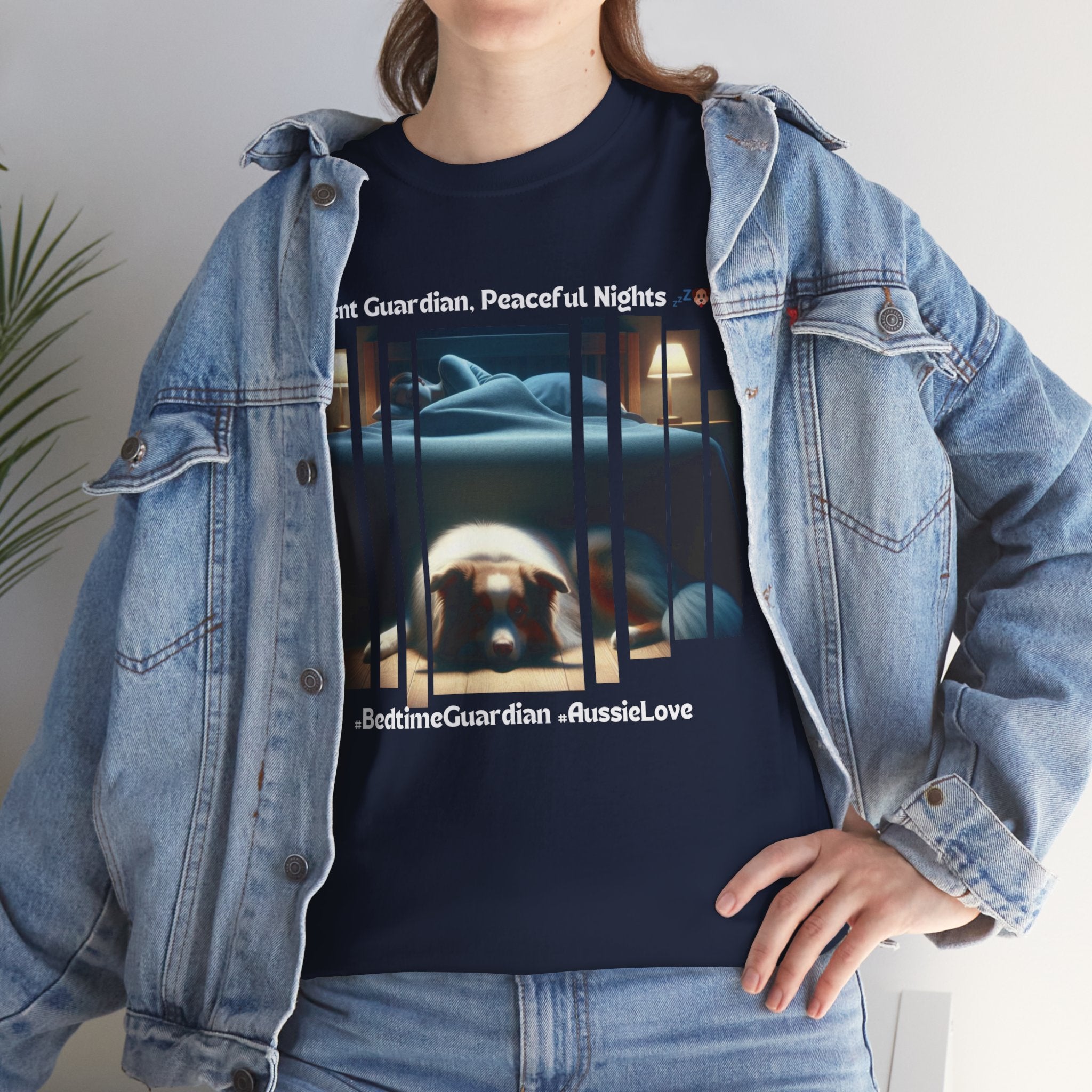 Unisex “Silent Guardian, Peaceful Nights” Australian Shepherd T‑Shirt – Night Watch Gift, Quiet Companion Tee