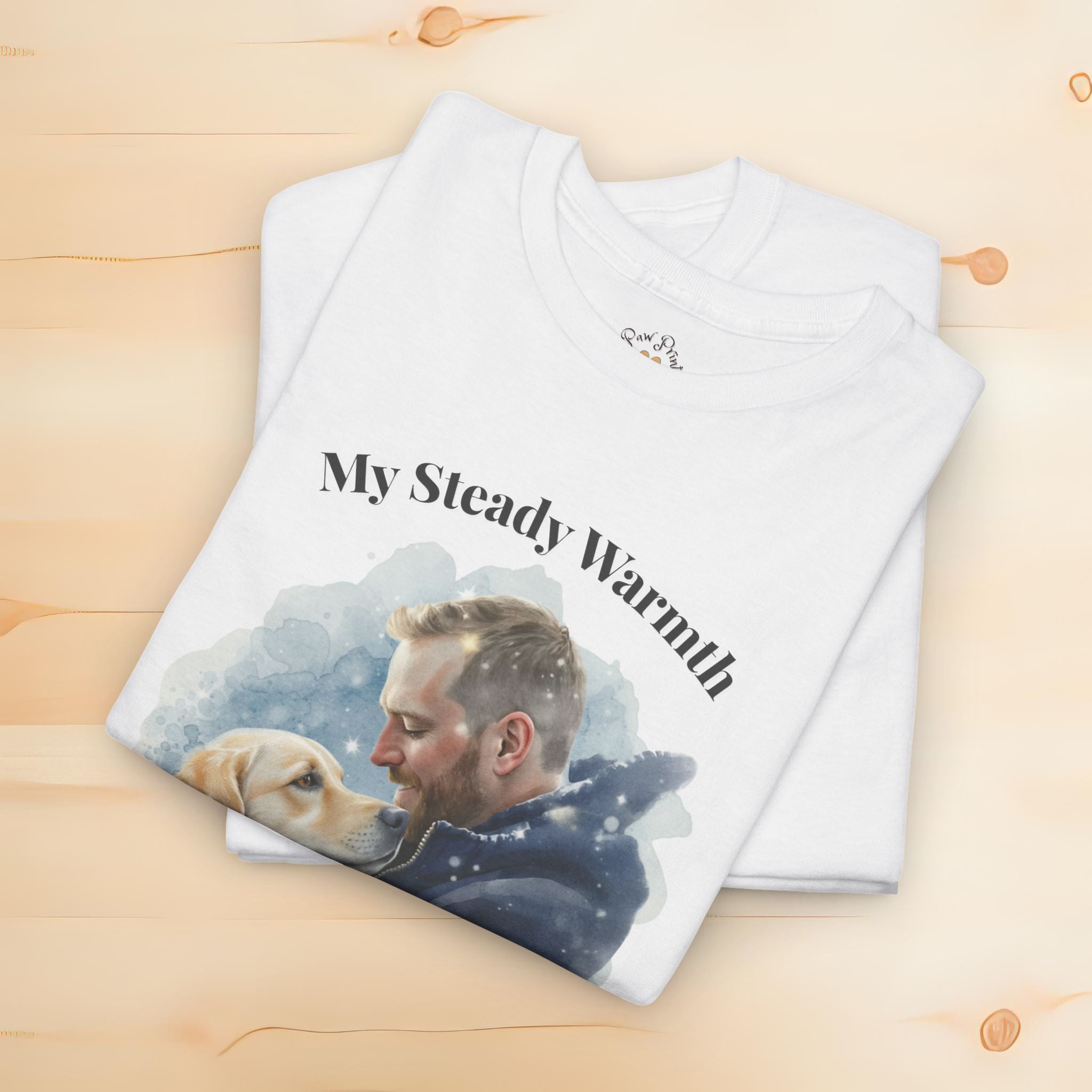 Unisex Personalized T-Shirt – My Steady Warmth: Custom Labrador Watercolor Winter Portrait