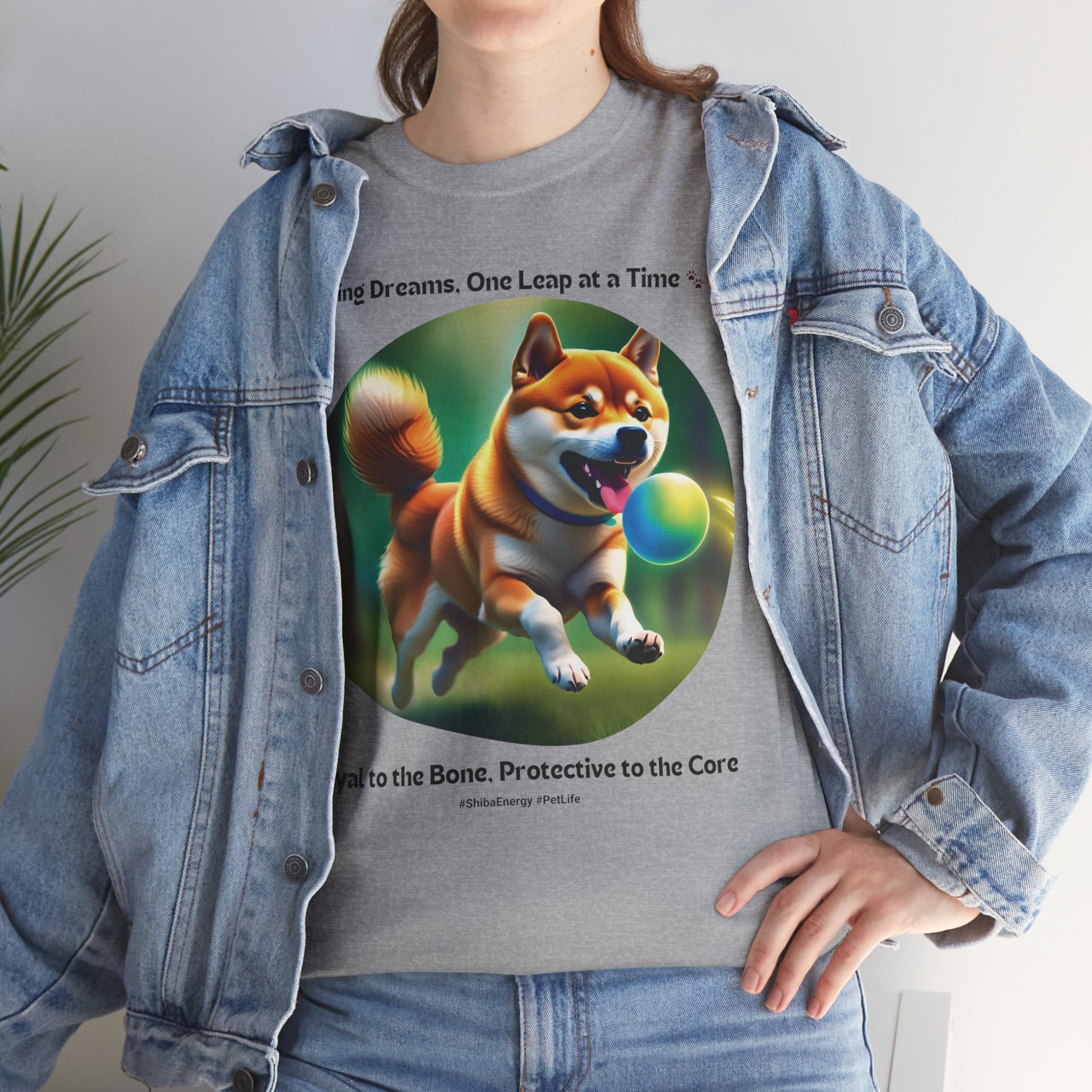 Unisex “Chasing Dreams, One Leap at a Time” Shiba Inu T‑Shirt – Ambitious Pup Gift