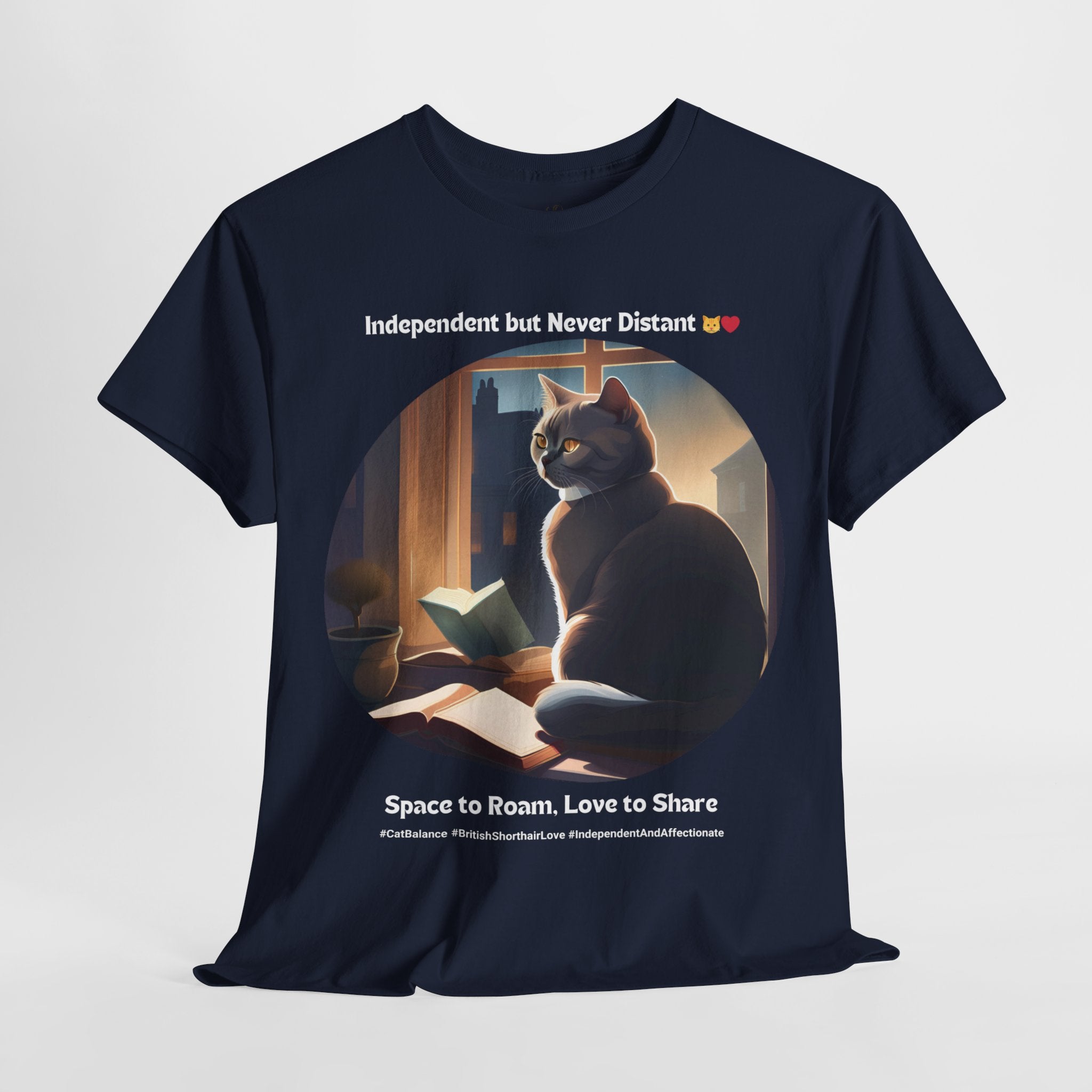 Data cleanup Unisex “Space to Roam, Love to Share” British Shorthair T‑Shirt – Independent Kitty Gift