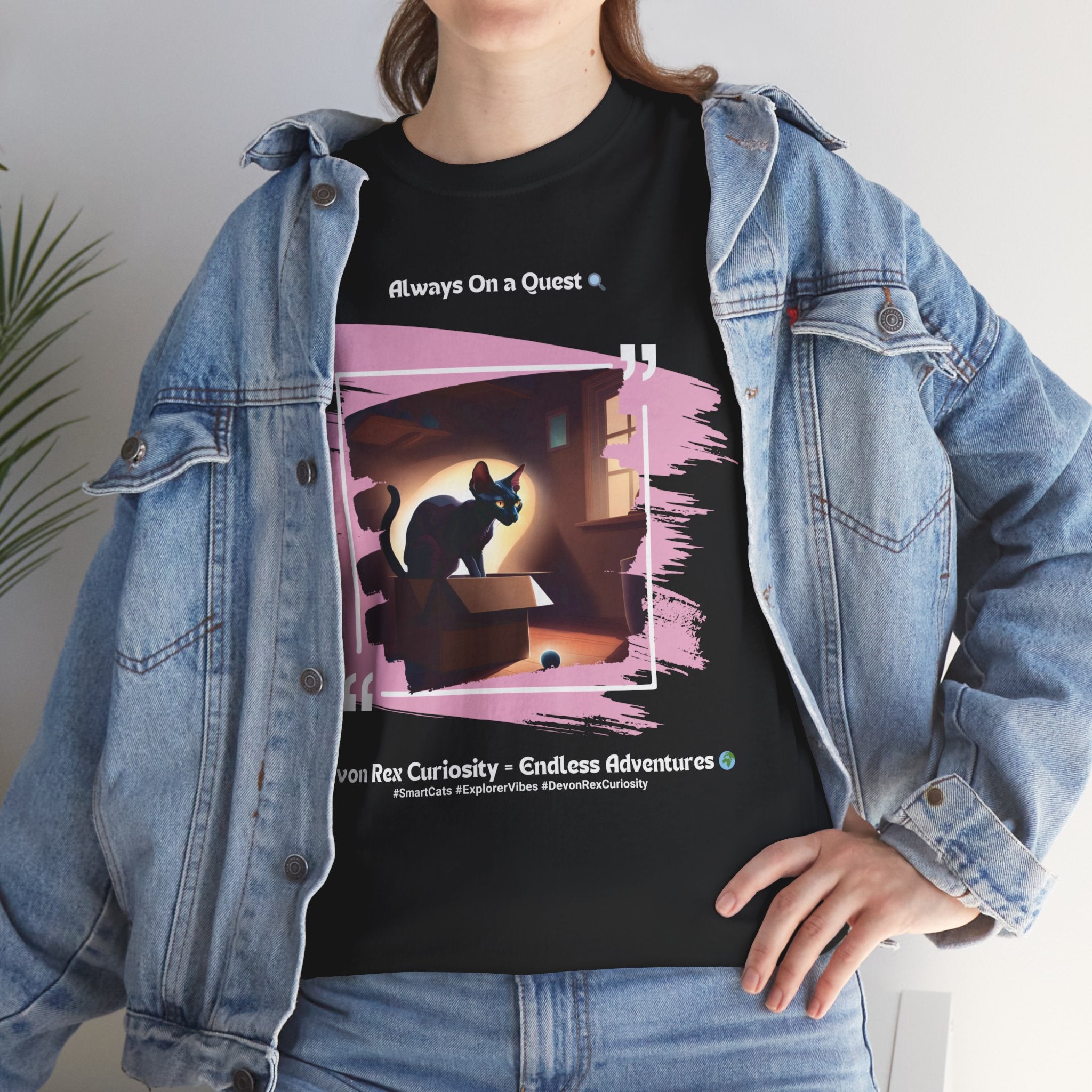 Unisex “Always On a Quest” Devon Rex T‑Shirt – Curious Kitty Gift