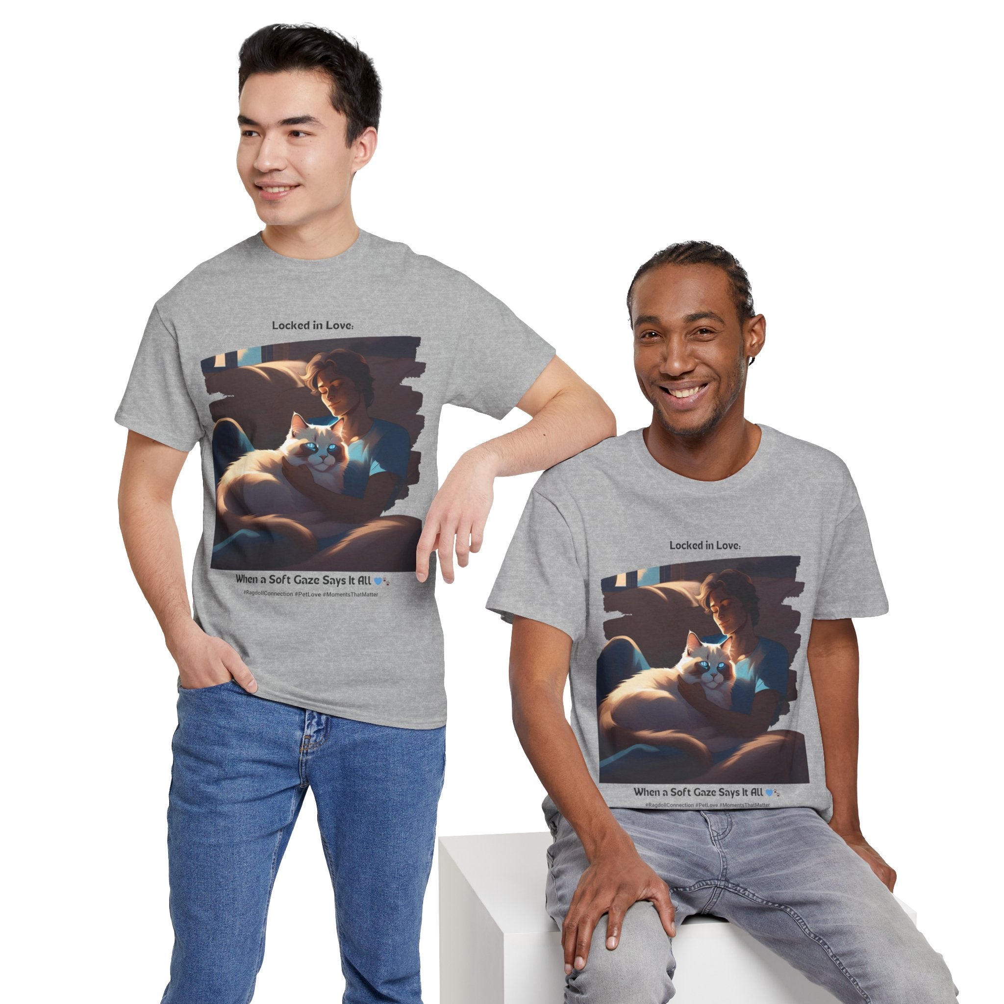 Men’s “A Gaze That Speaks Volumes” Ragdoll T‑Shirt – Expressive Cat Dad Gift