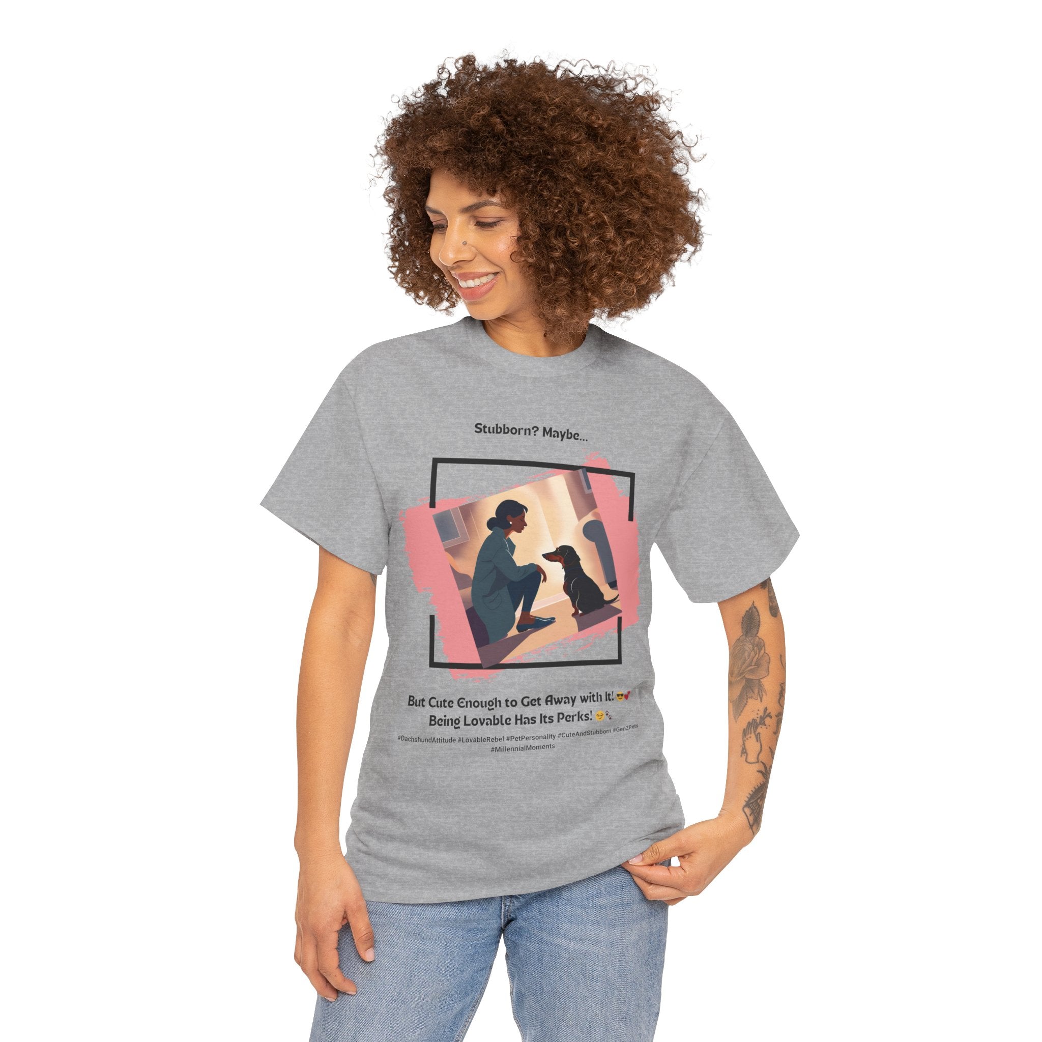 Women's - Stubborn? Maybe... But Cute Enough: Dachshund Charm T-Shirt