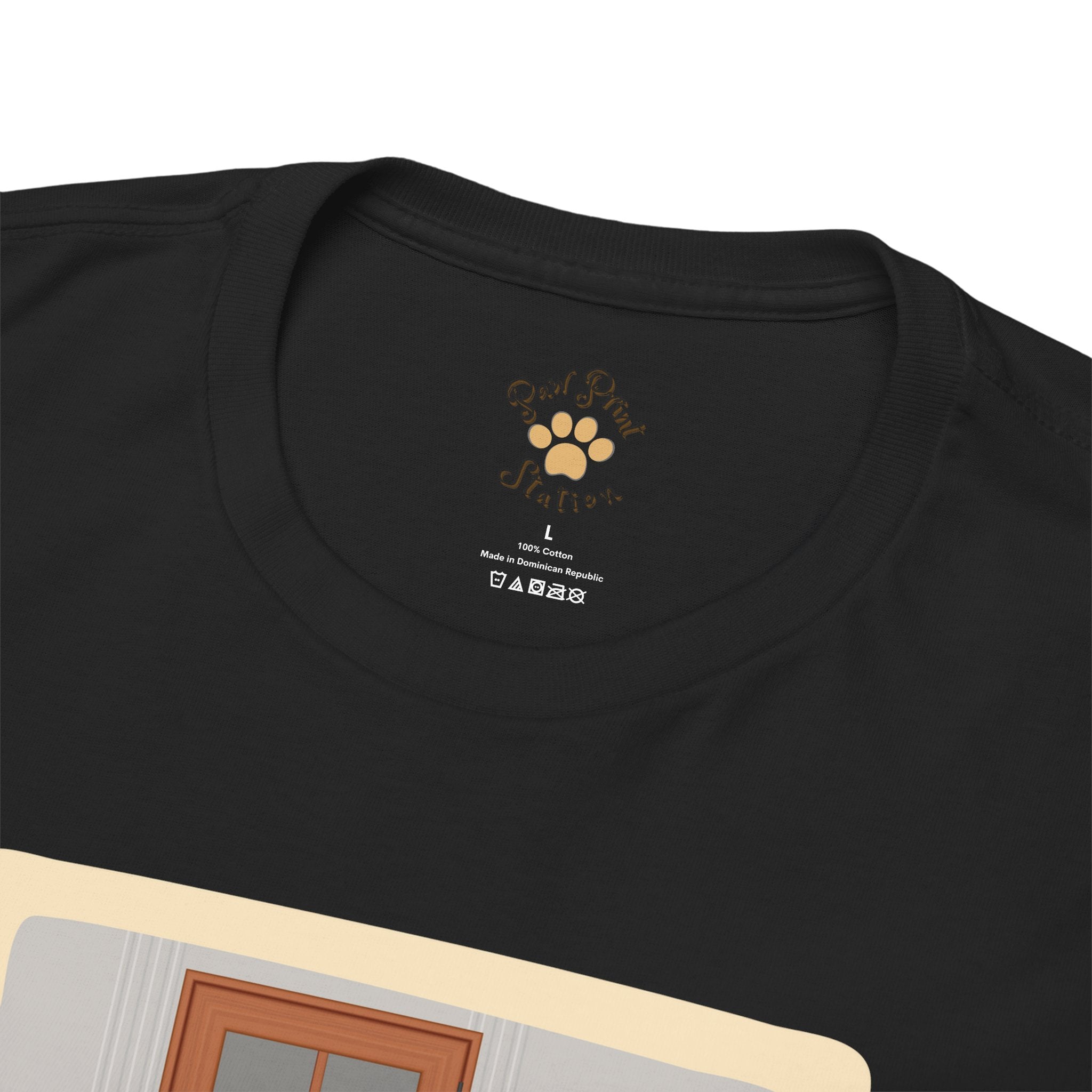 Unisex “Patiently Waiting” Dog T-Shirt – Door-Sitter Pup, Dog Lover Gift