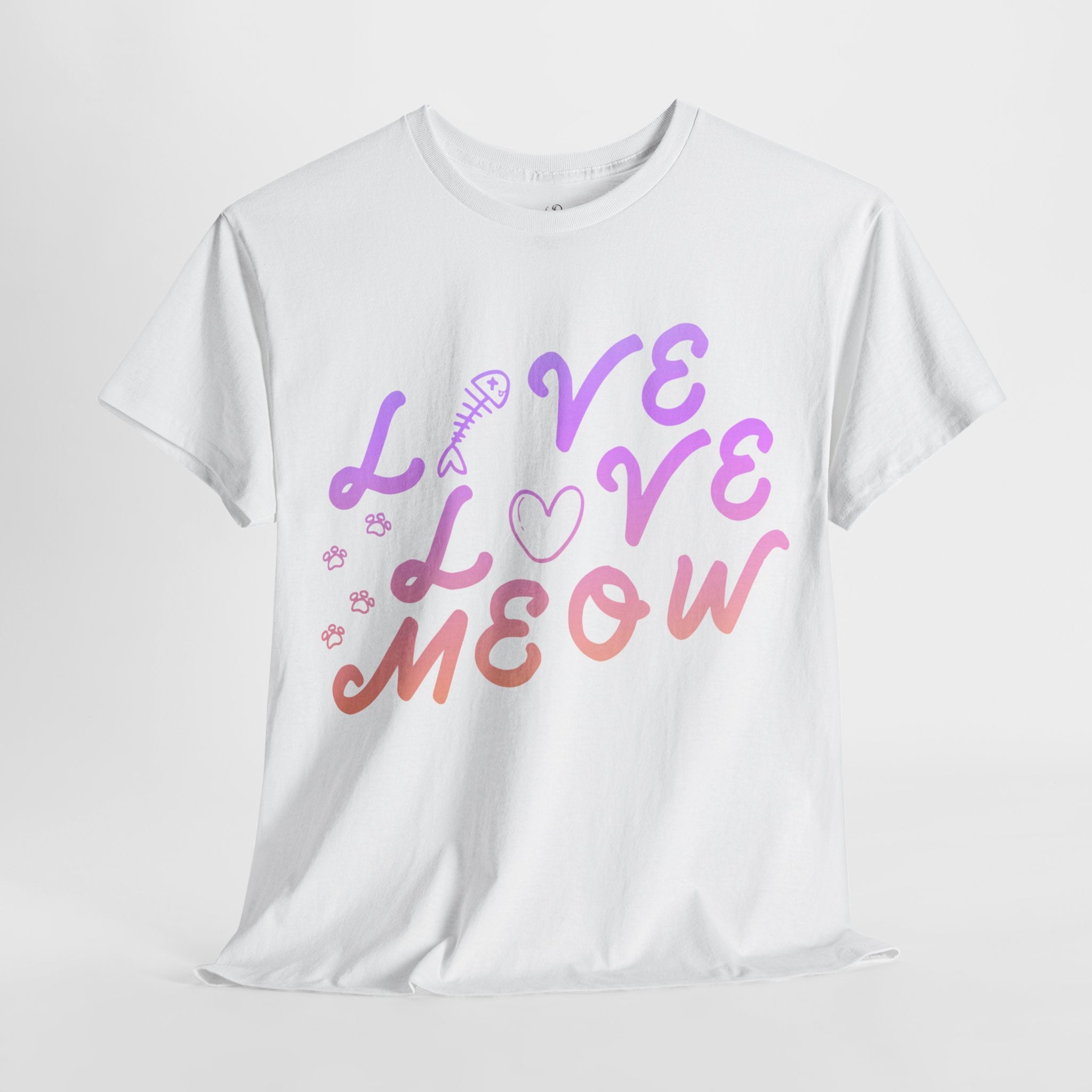 Unisex “Love, Meow, Live” T-Shirt – Cat Life Joy, Feline Lover Gift