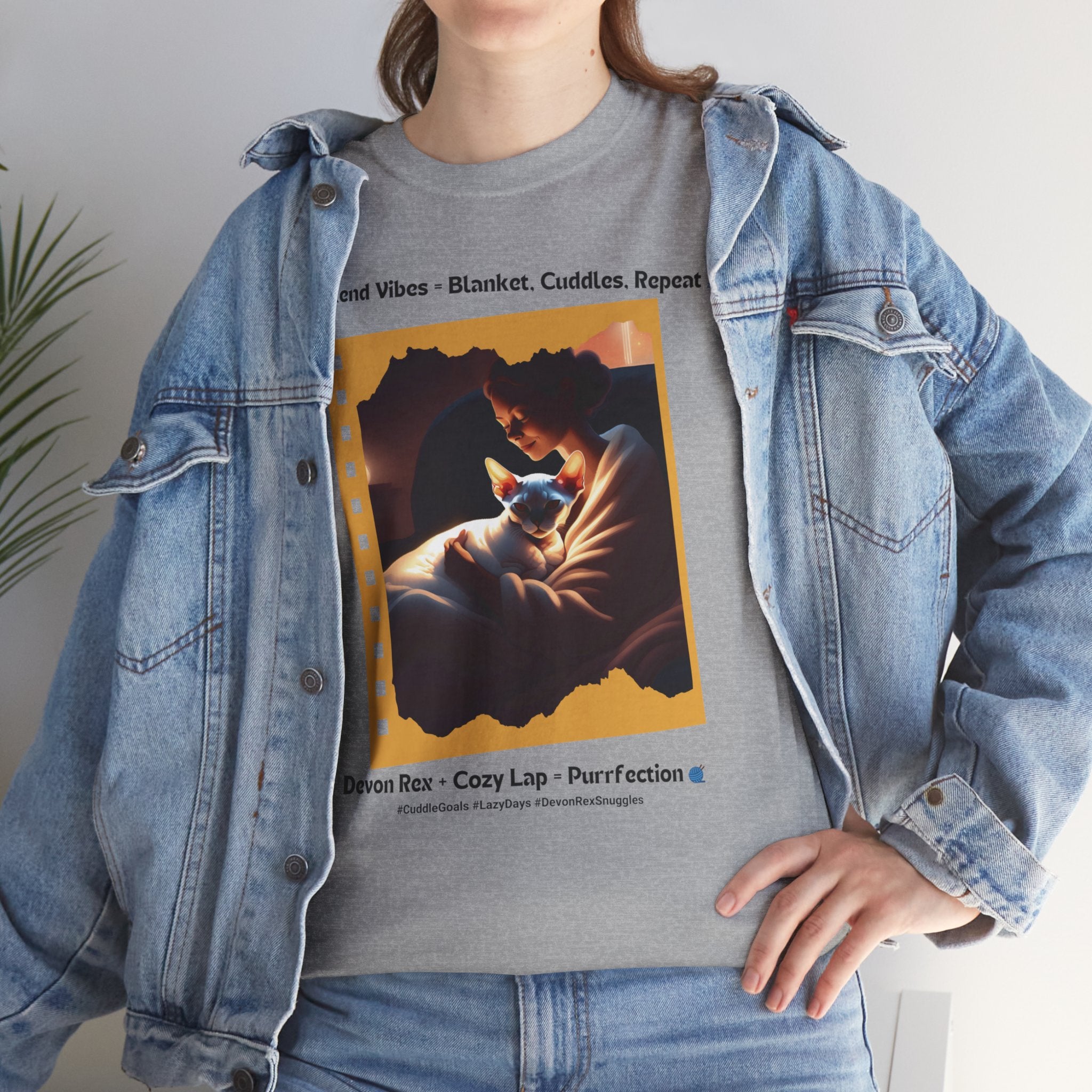 Women’s “Weekend Vibes” Devon Rex T‑Shirt – Cozy Cat Mom Gift