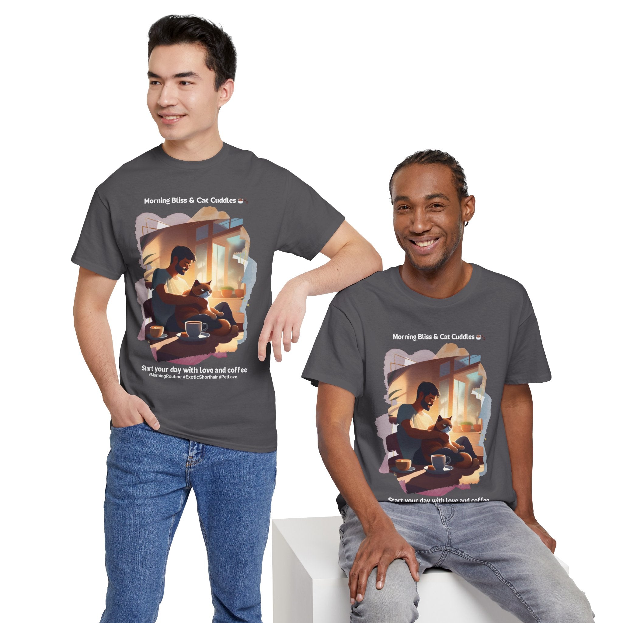 Men's - Morning Bliss & Cat Cuddles: Exotic Shorthair T-Shirt
