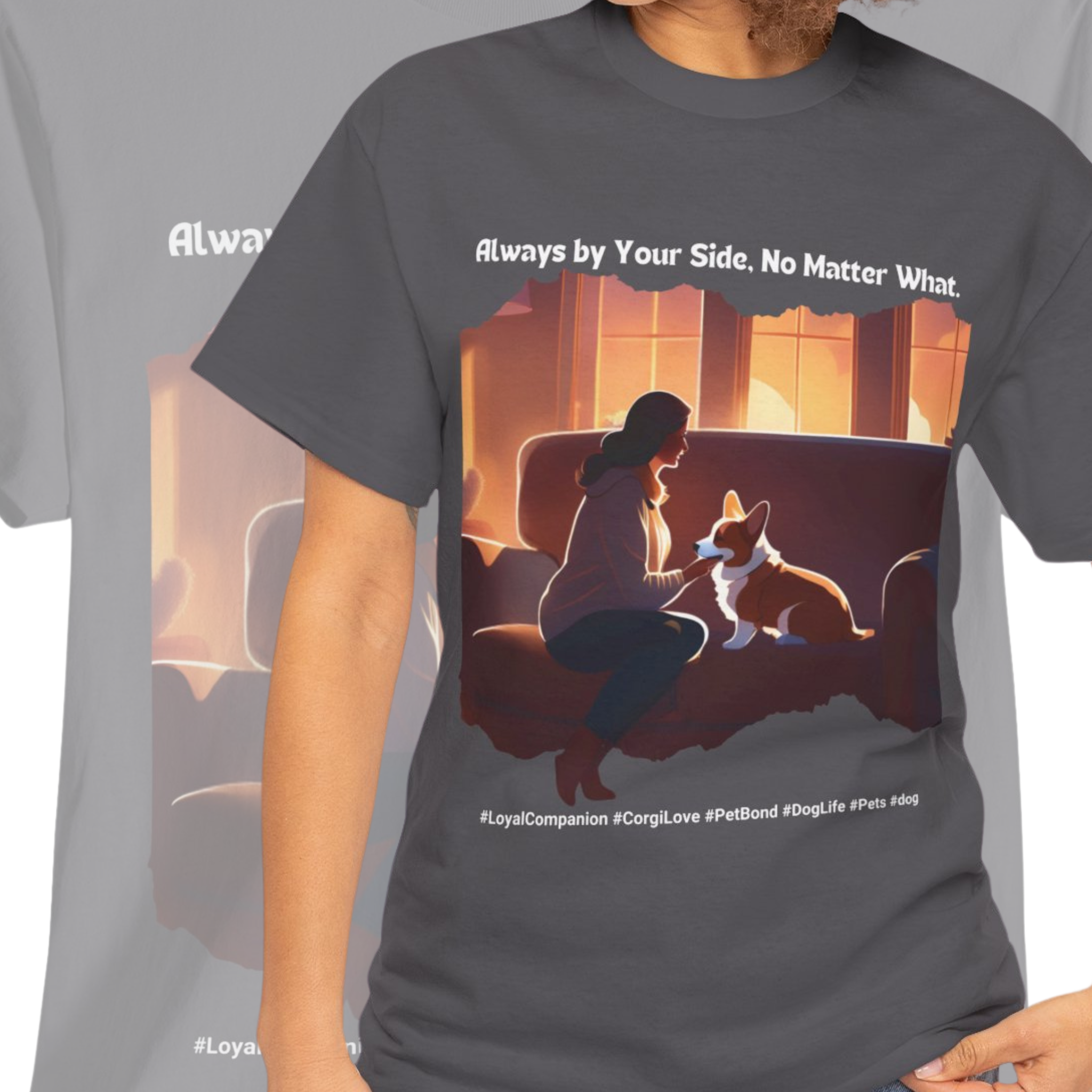 Women’s “Always by Your Side” Corgi T‑Shirt – Loving Pup Mom Gift