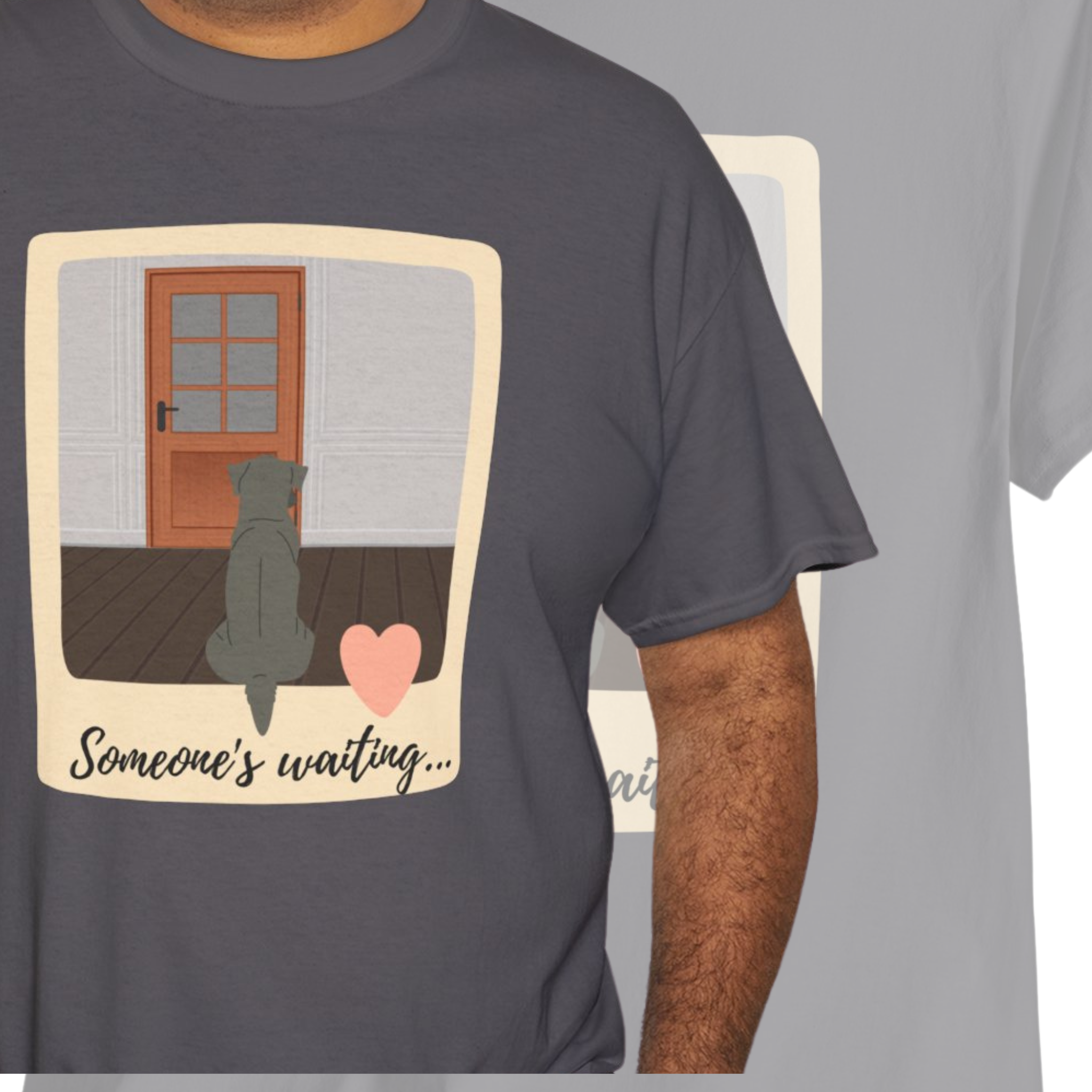 Unisex “Patiently Waiting” Dog T-Shirt – Door-Sitter Pup, Dog Lover Gift