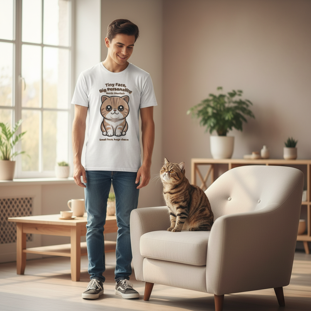 Unisex T-Shirt – Tiny Face, Big Personality: Exotic Shorthair Everyday Moments Edition