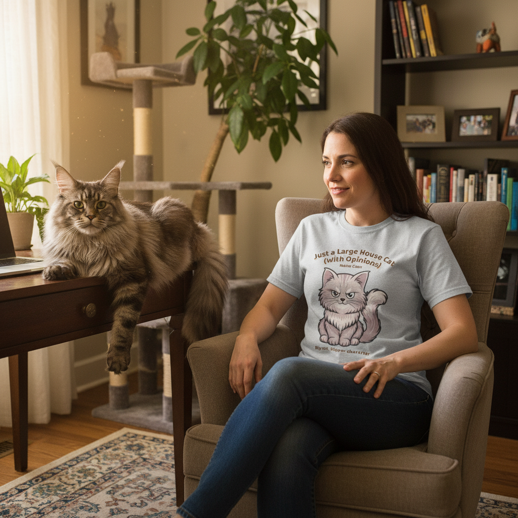 Unisex T-Shirt – Just a Large House Cat (With Opinions): Maine Coon Everyday Moments Edition