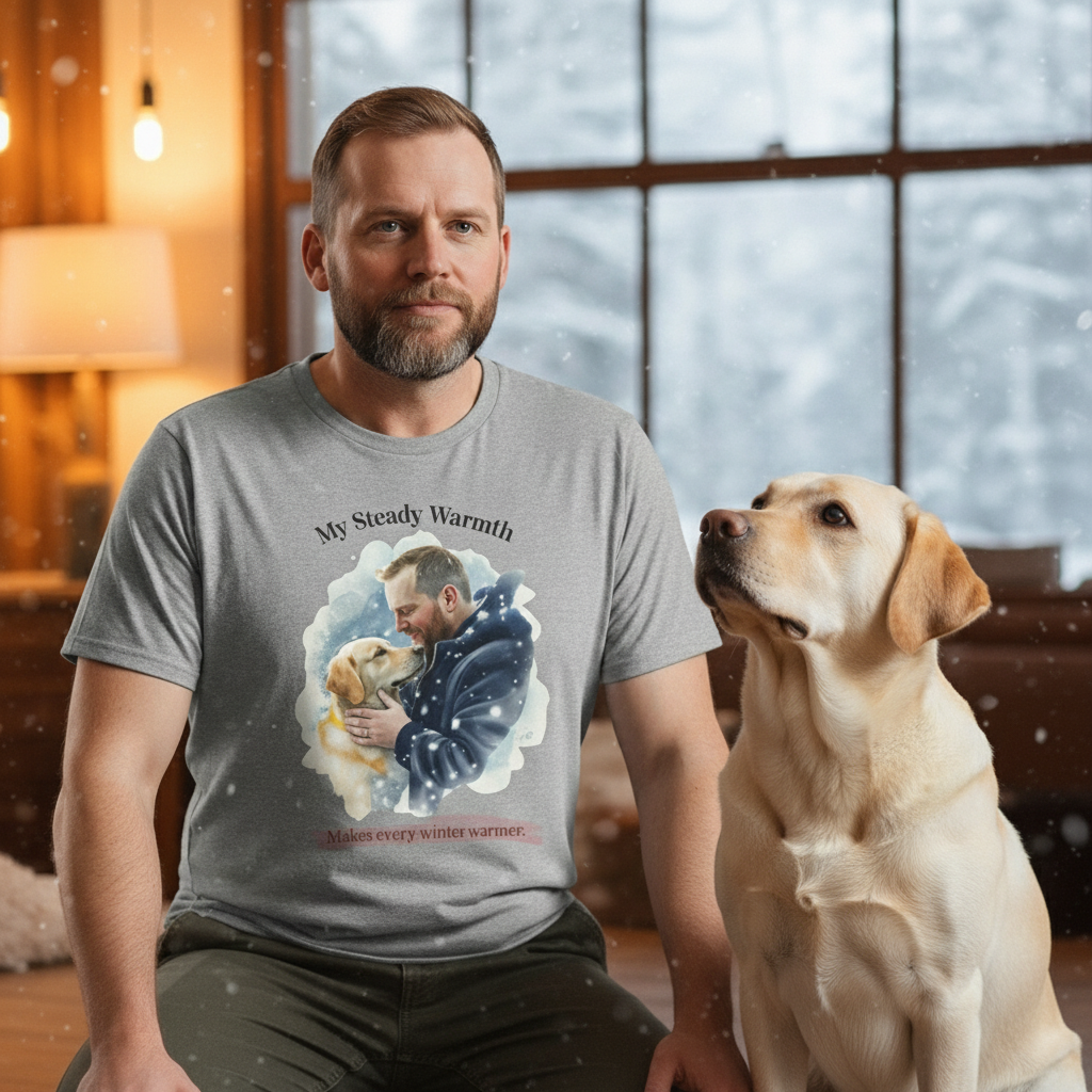 Unisex Personalized T-Shirt – My Steady Warmth: Custom Labrador Watercolor Winter Portrait
