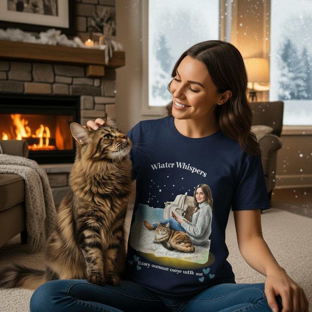 Unisex Personalized T-Shirt – Winter Whispers: Maine Coon Watercolor Portrait Edition
