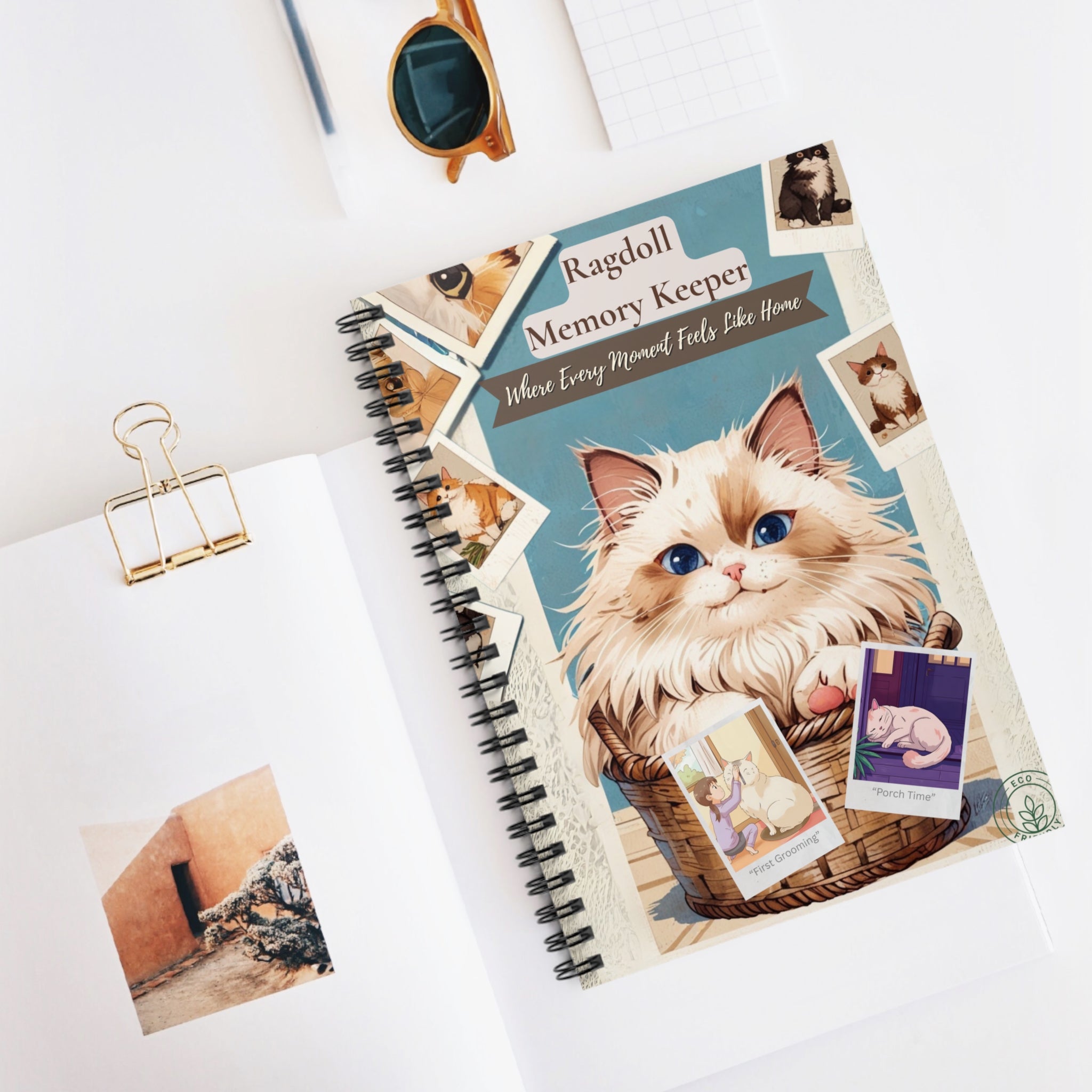 Ragdoll Cat Spiral Notebook – Polaroid-Style Memory Keeper, Scrapbook for Cat Lovers, Gift for Cat Owners, Journaling, Back to School, Cute Stationery